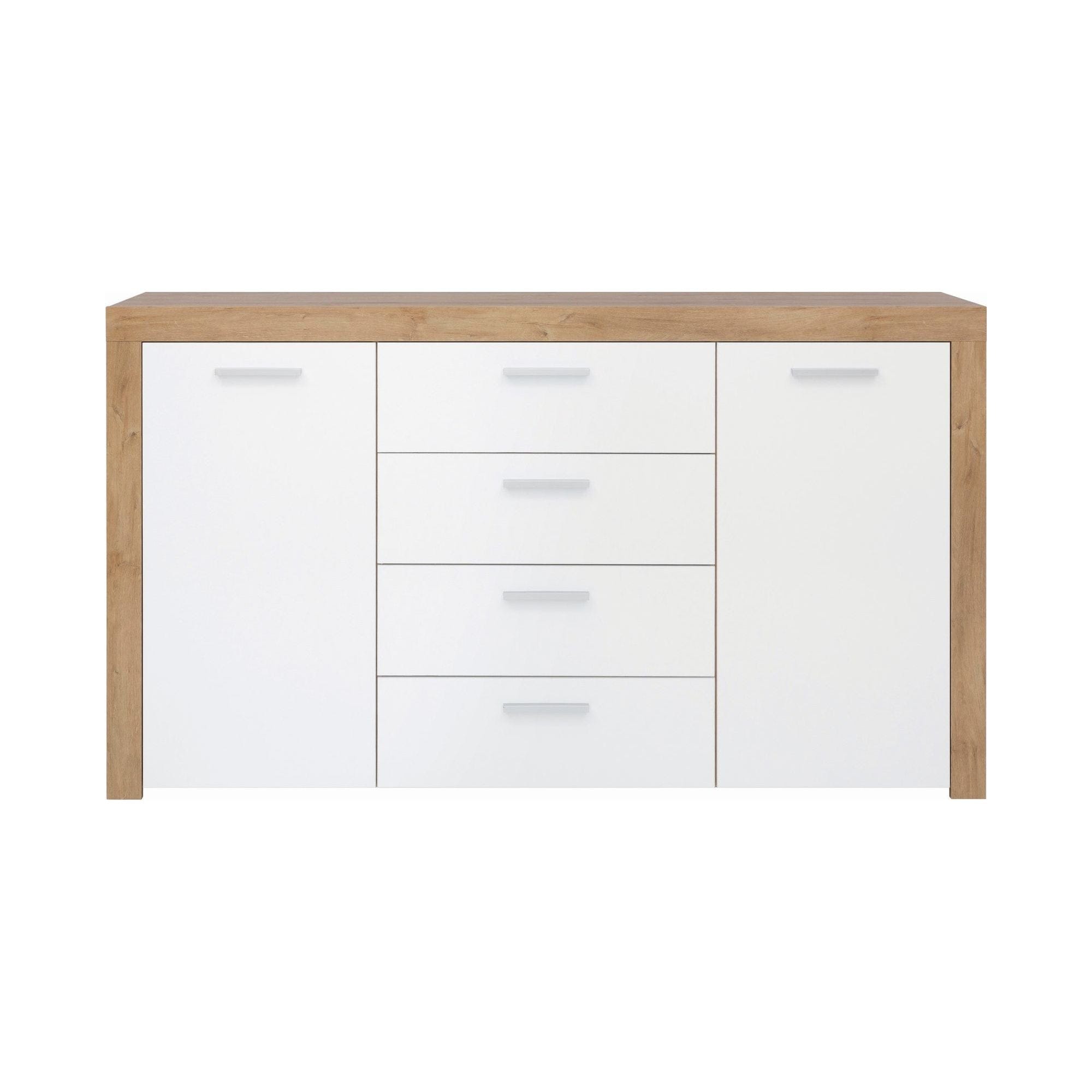 Comoda BALDER KOM2D4S, alb/stejar, PAL, 155x39x88 cm