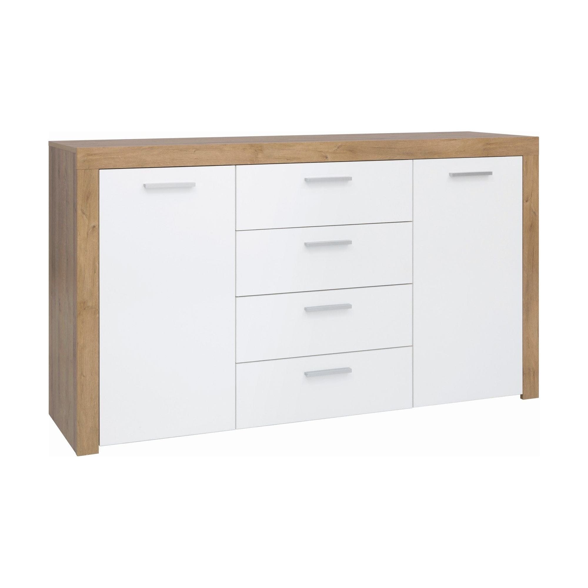 Comoda BALDER KOM2D4S, alb/stejar, PAL, 155x39x88 cm