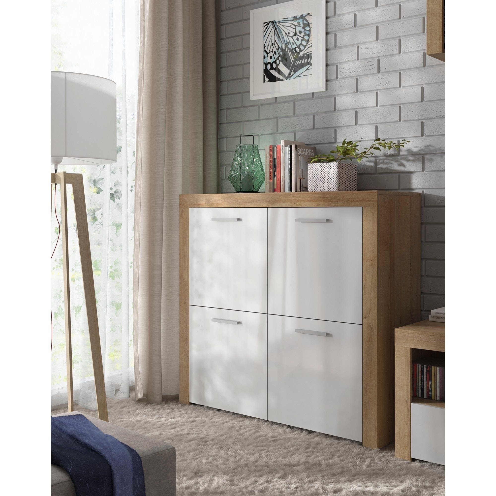 Comoda BALDER KOM4D, alb/stejar, PAL, 104x39x99 cm