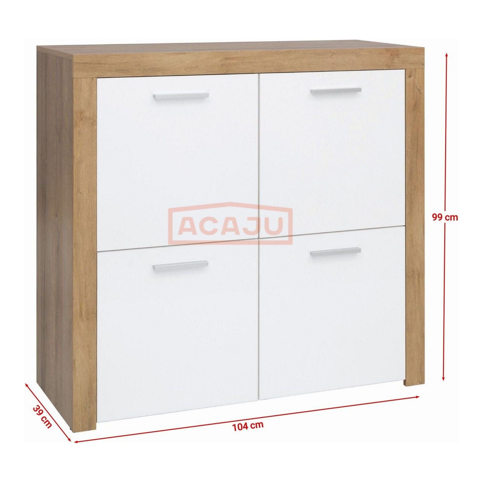 Comoda BALDER KOM4D, alb/stejar, PAL, 104x39x99 cm