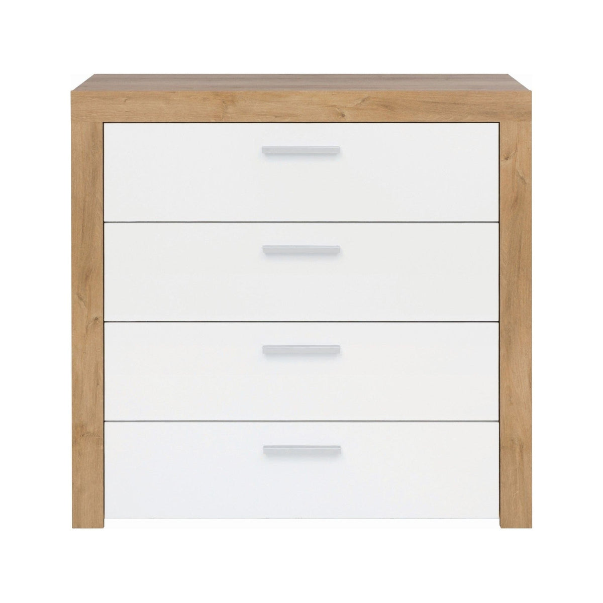 Comoda BALDER KOM4S, alb/stejar, PAL, 90x39x88 cm