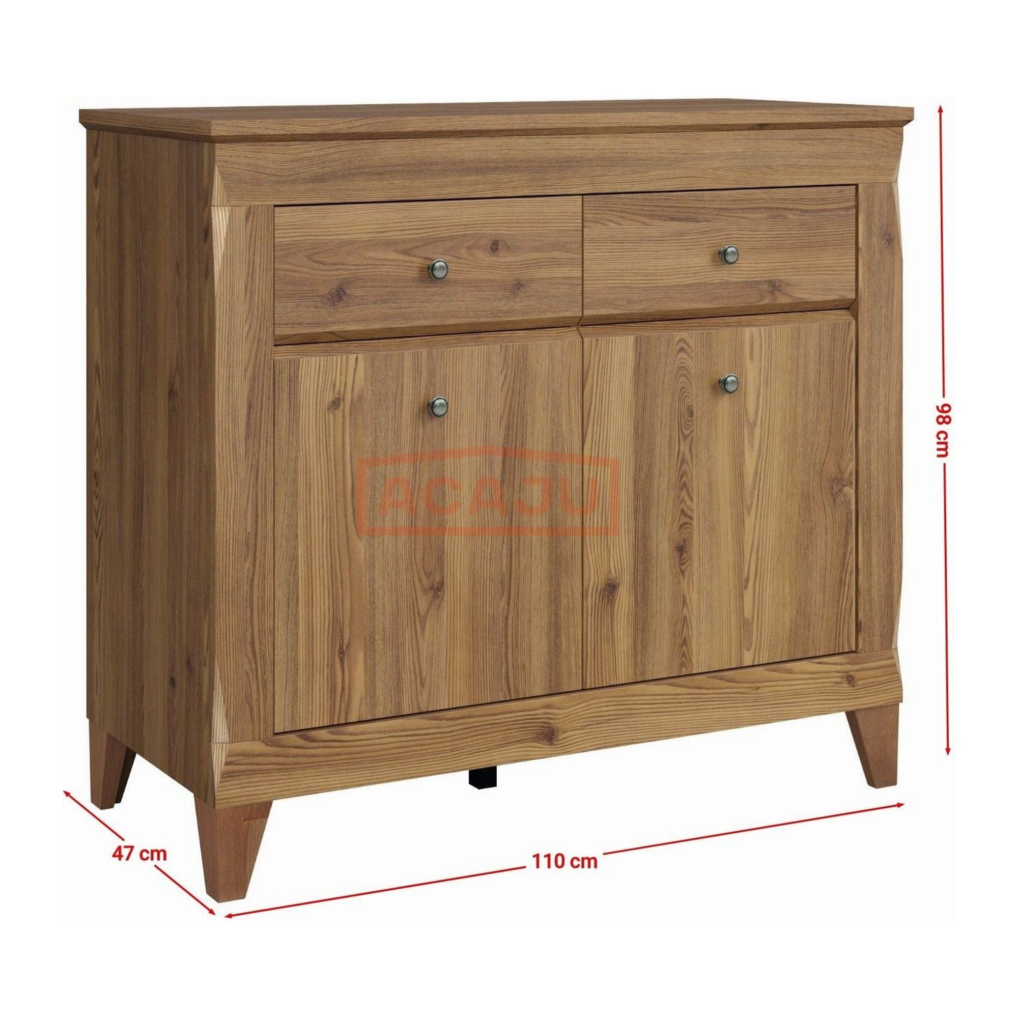 Comoda BERGEN KOM2D2S, stejar auriu, PAL, 110x47x98 cm