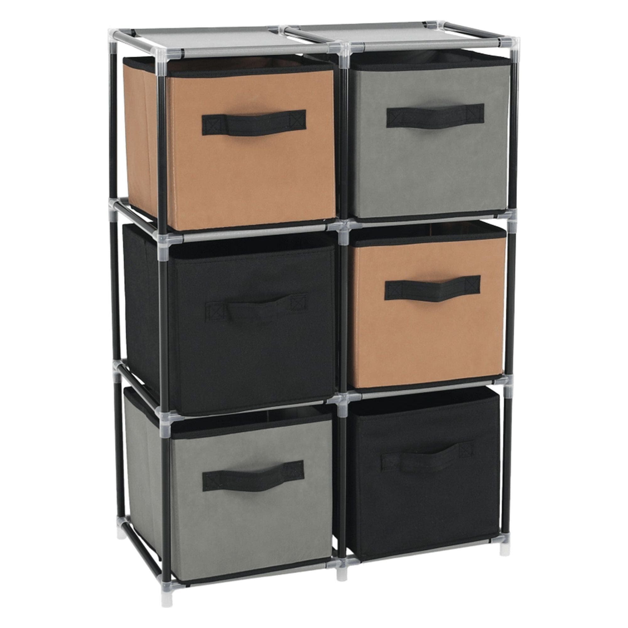 Comoda CAMILO TYP 2, negru/gri/maro, metal/material textil/plastic, 58x30x84 cm