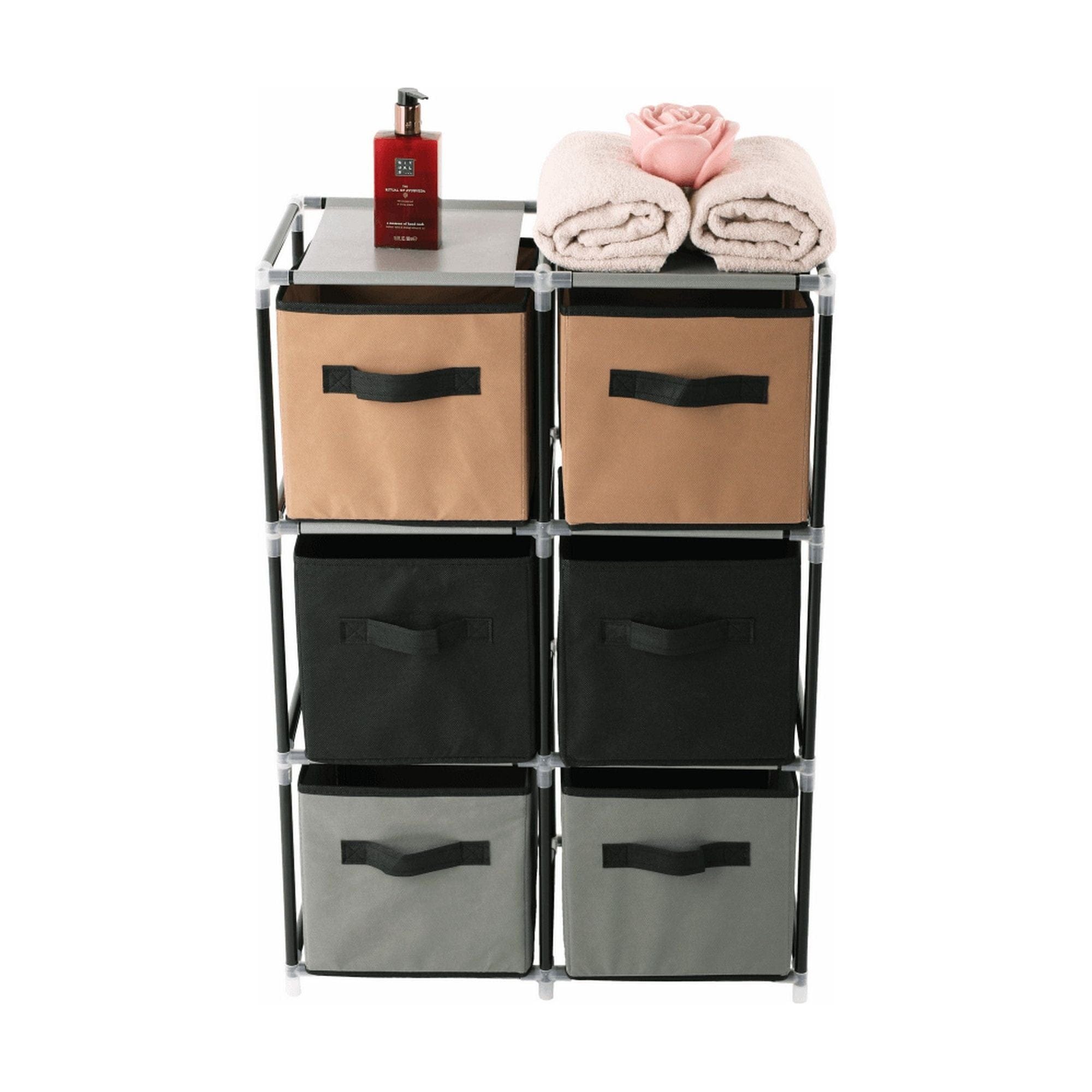 Comoda CAMILO TYP 2, negru/gri/maro, metal/material textil/plastic, 58x30x84 cm