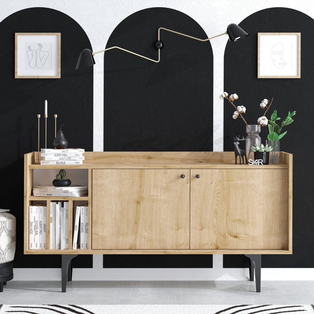 Comoda CANOPUS, stejar safir, PAL melaminat, 150x40x80 cm