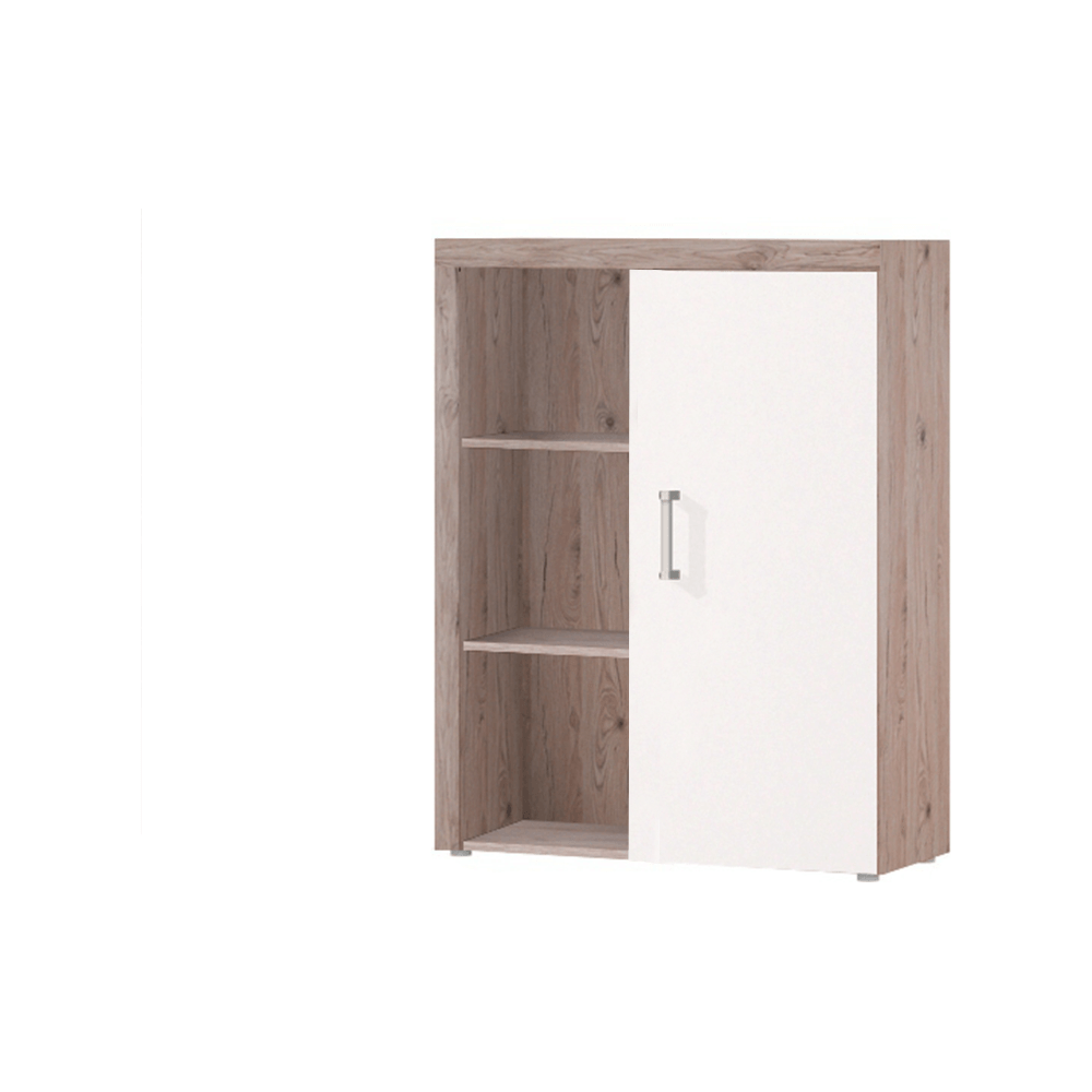 Comoda CHERIS 3, stejar deschis/crem, DTD laminat, 90x35x114 cm