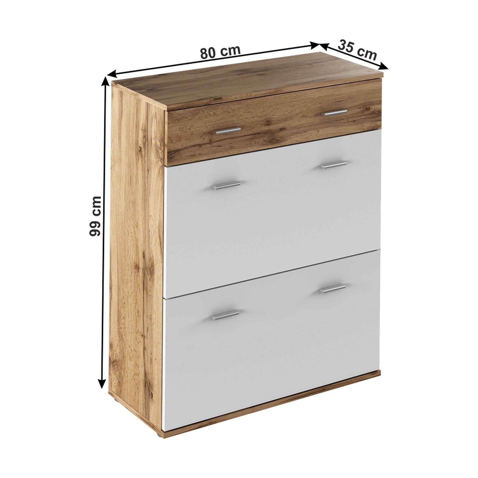 Comoda CYRIL TIP 4, stejar wotan/alb, PAL melaminat, 80x35x99 cm