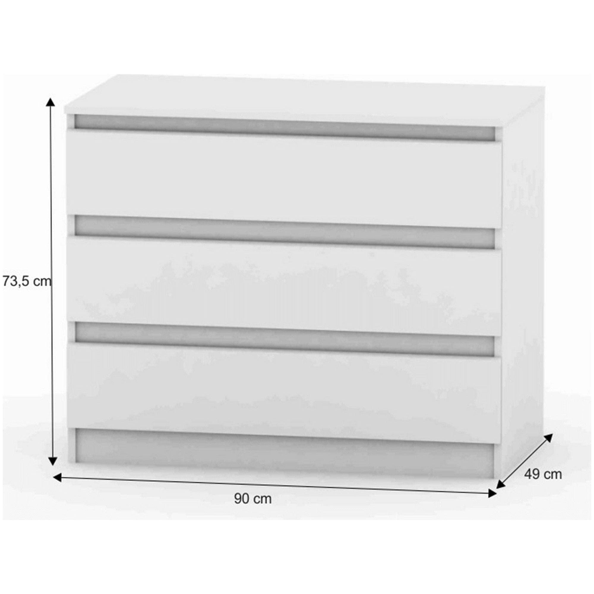 Comoda HANY NEW 003, alb, PAL laminat, 90x49x74 cm