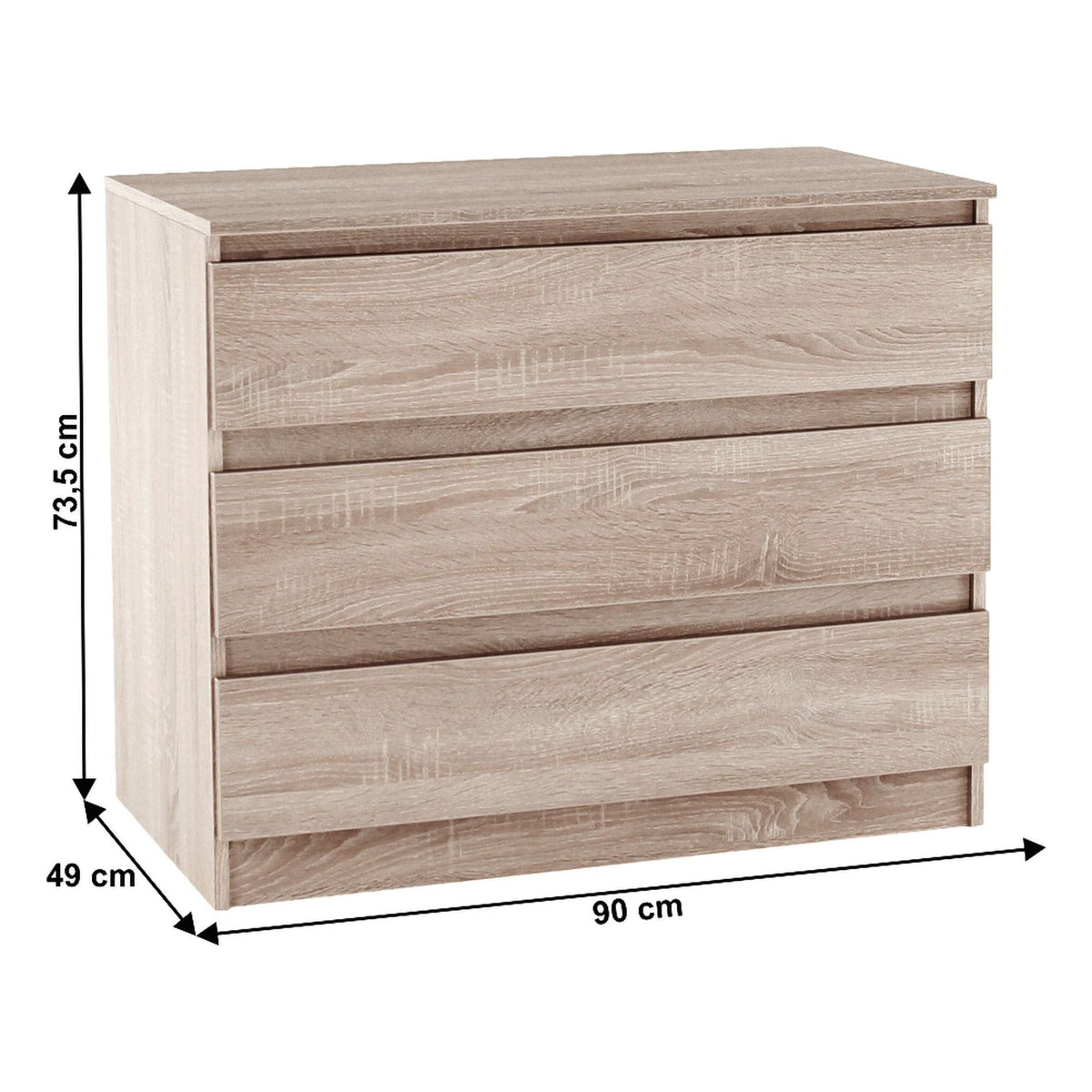 Comoda HANY NEW 003, stejar sonoma, PAL laminat, 90x49x74 cm