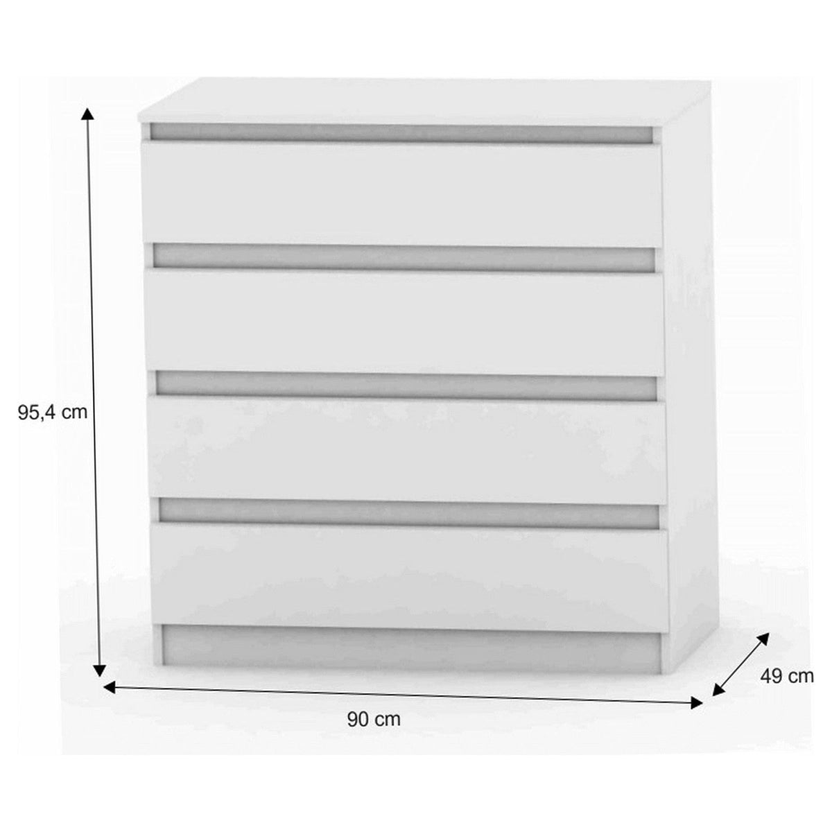 Comoda HANY NEW 004, alb, PAL laminat, 90x49x95 cm
