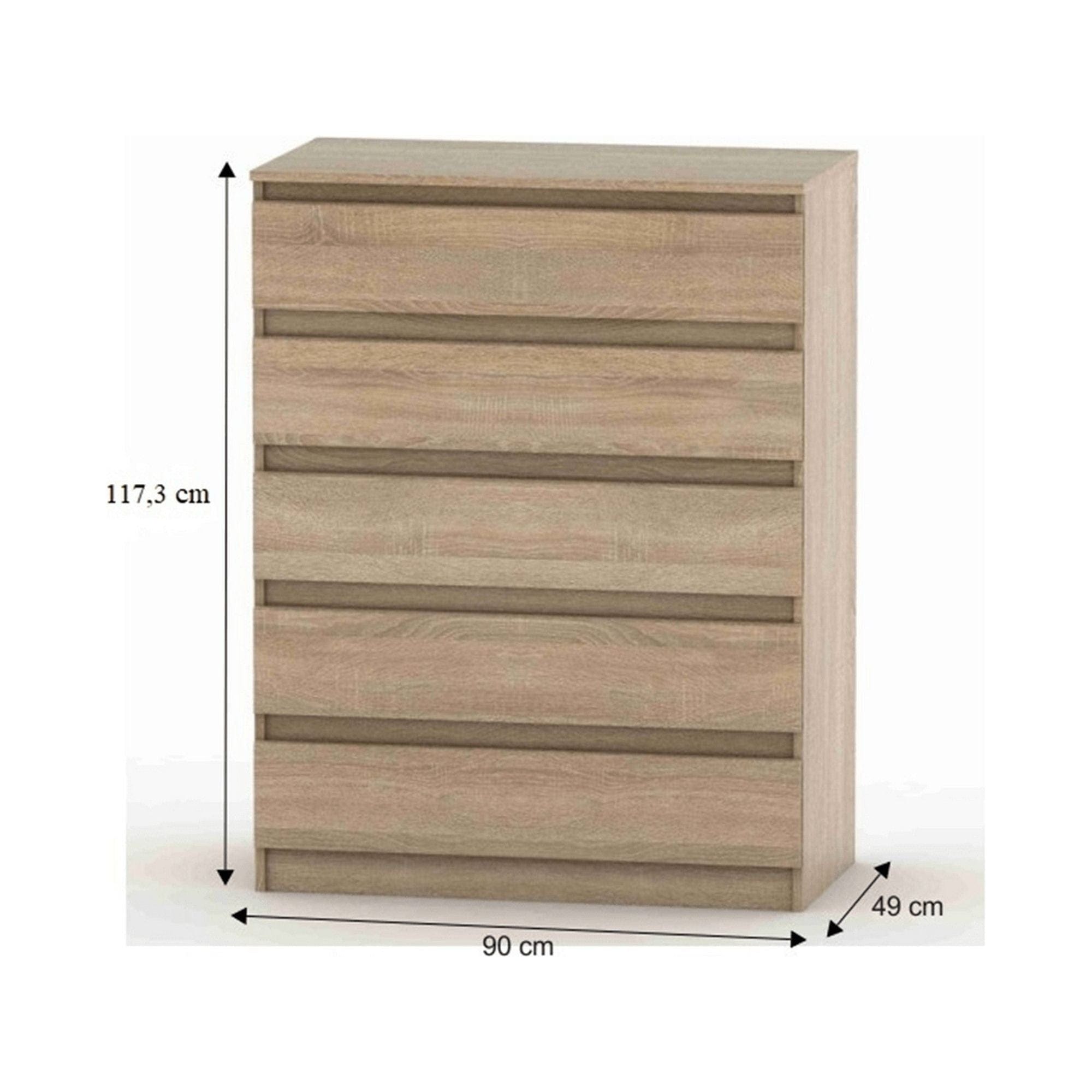 Comoda HANY NEW 005, stejar sonoma, PAL laminat, 90x49x117 cm