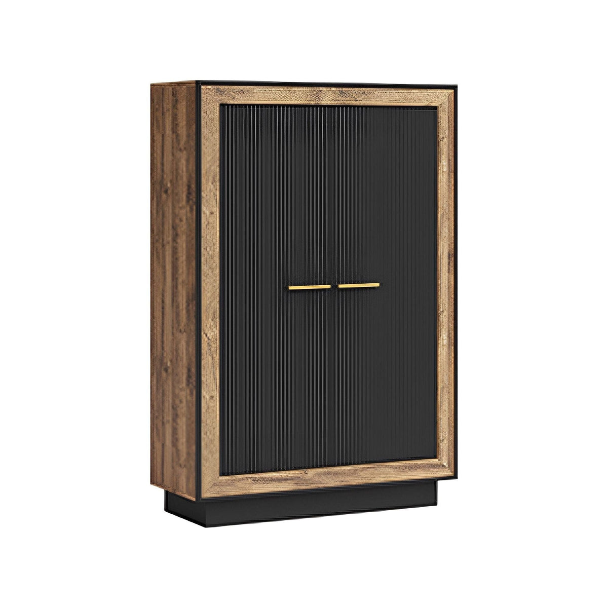 Comoda inalta FOX8, stejar eger/negru, PAL, 95x39x146 cm