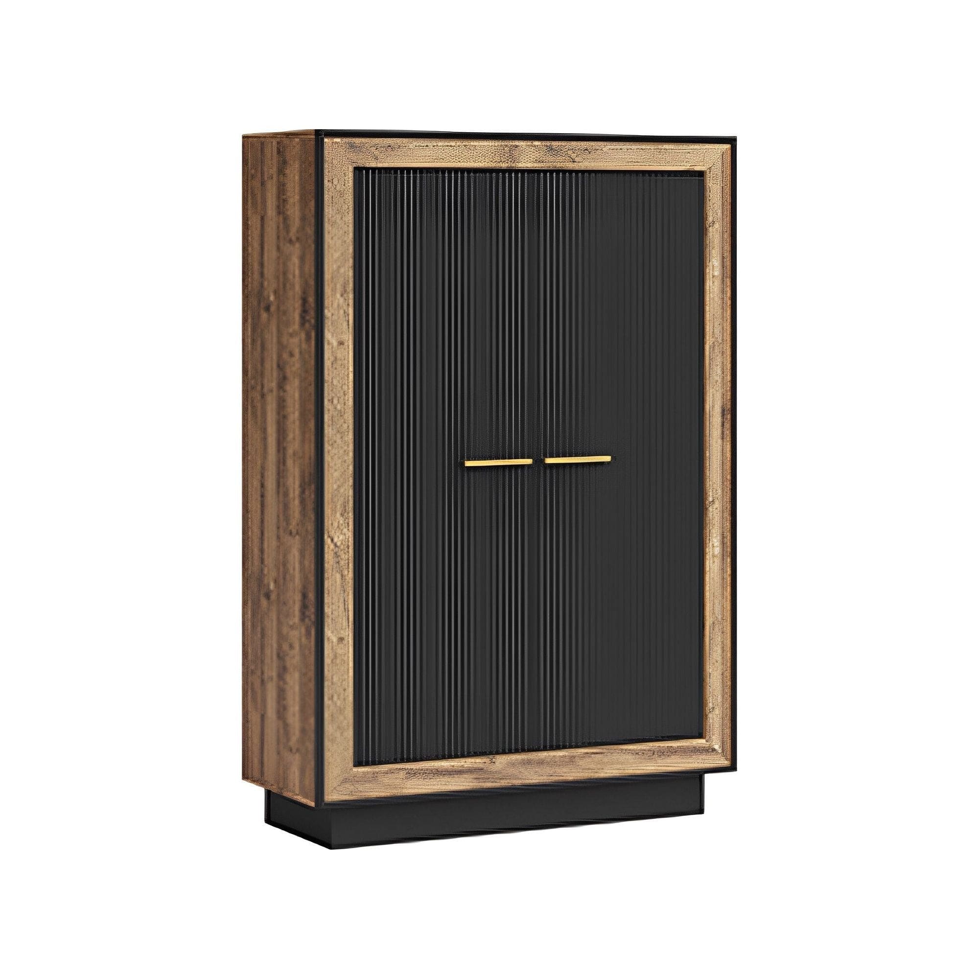 Comoda inalta FOX8, stejar eger/negru, PAL, 95x39x146 cm