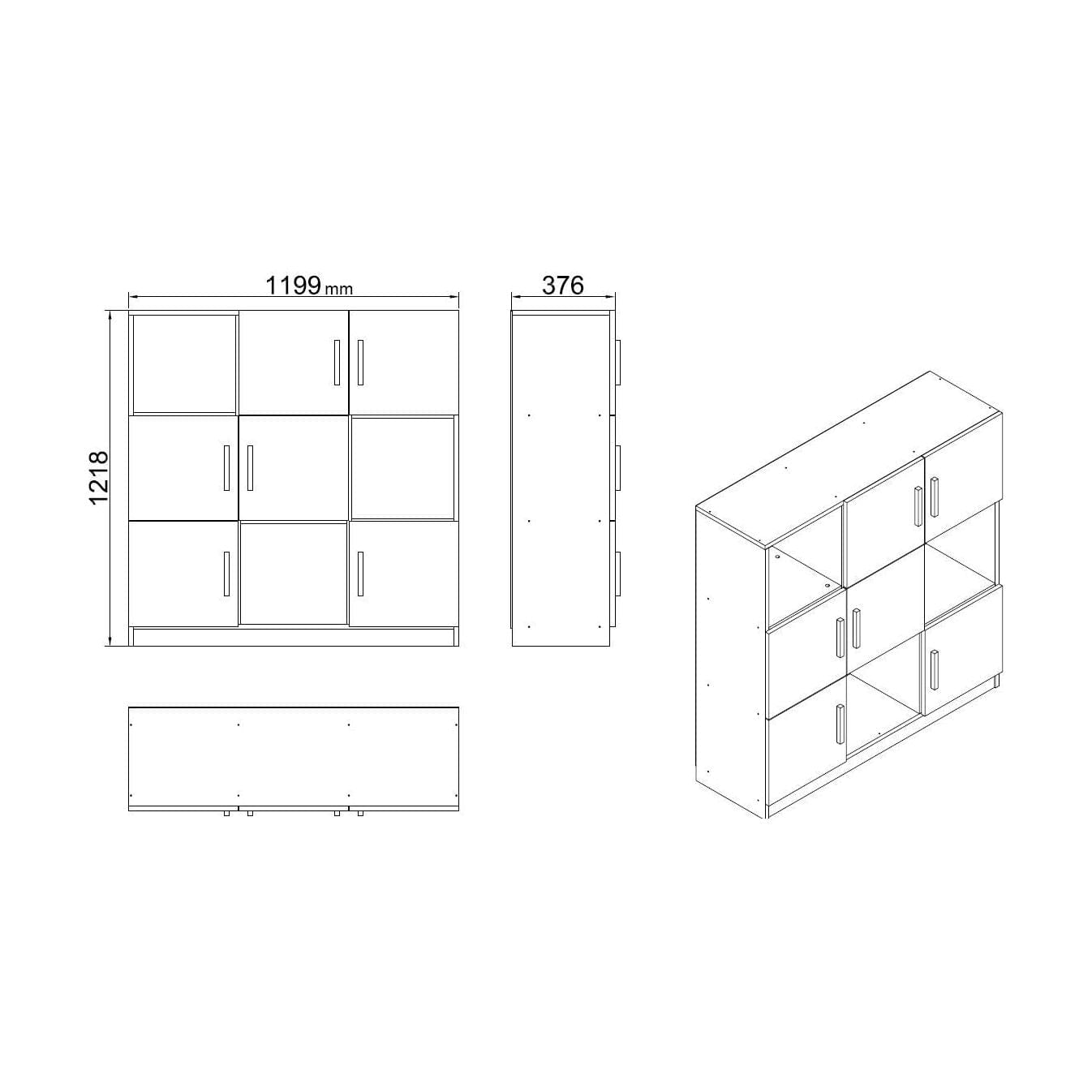 Comoda inalta VO7 - BA, gri/nuc, PAL melaminat, 120x38x122 cm