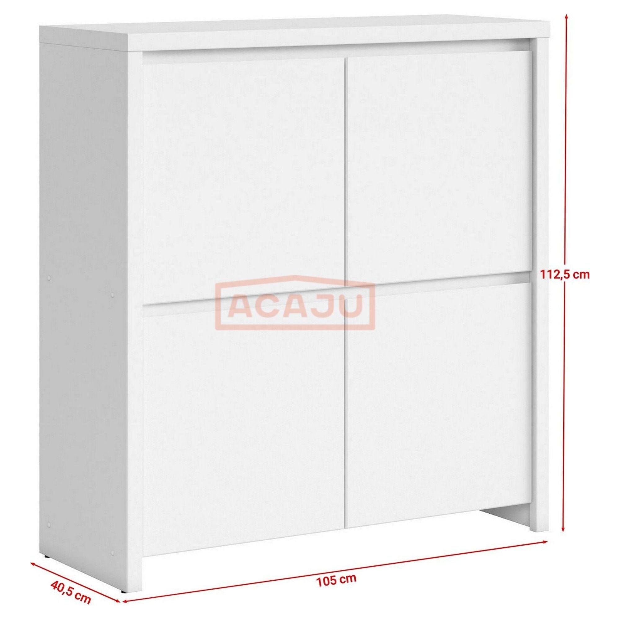 Comoda KASPIAN KOM4D, alb, PAL melaminat, 105x41x113 cm