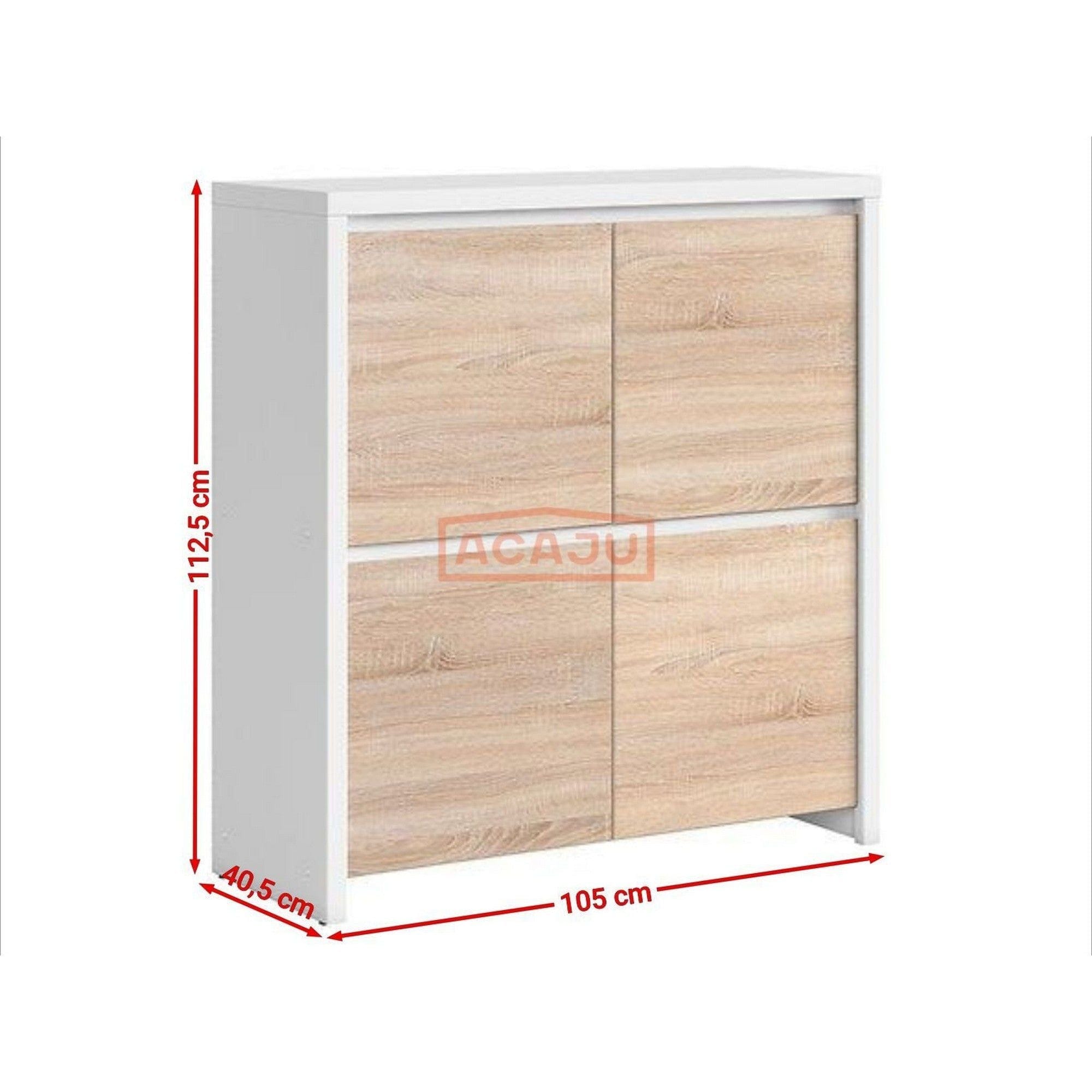 Comoda KASPIAN KOM4D, stejar sonoma/alb, PAL melaminat, 105x41x113 cm