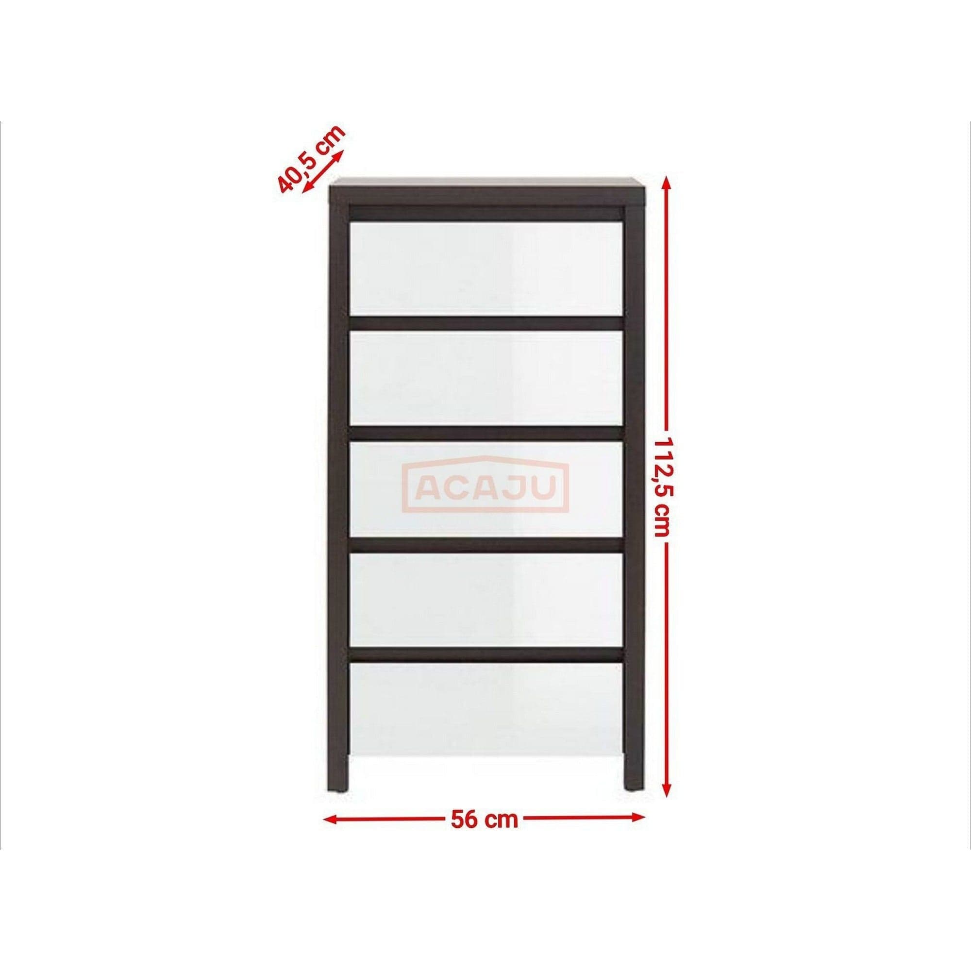 Comoda KASPIAN KOM5S, alb lucios/wenge, PAL, 56x41x113 cm