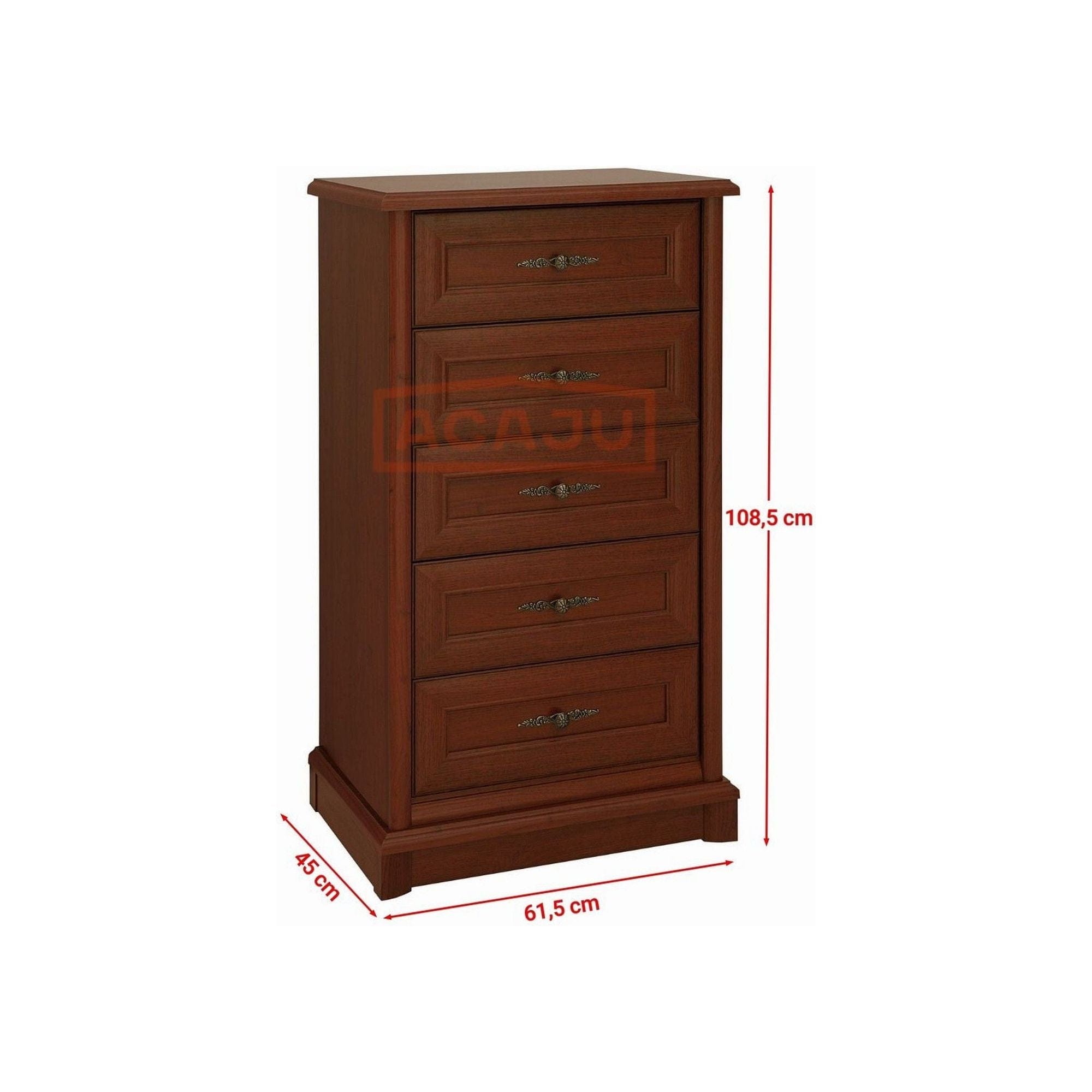 Comoda Kent EKOM5S, castan, PAL, 62x45x109 cm