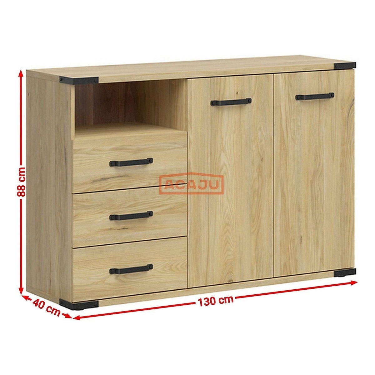 Comoda Lara, stejar, PAL, 130x40x88 cm