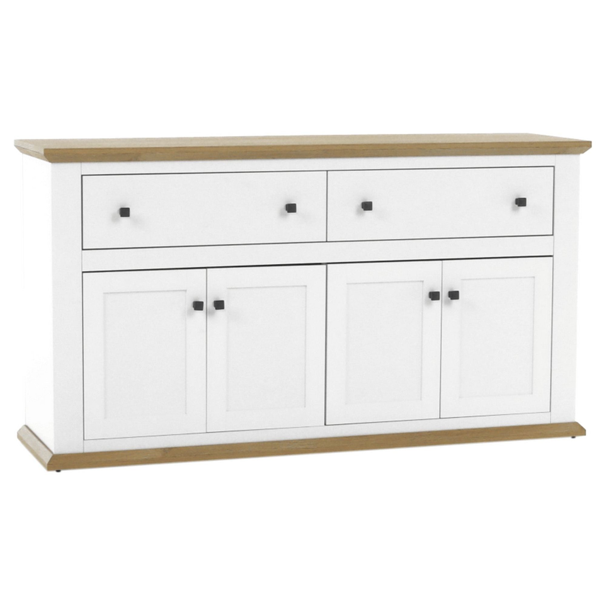 Comoda LEON MZ10, alb/stejar grand, DTD laminat, 160x45x87 cm