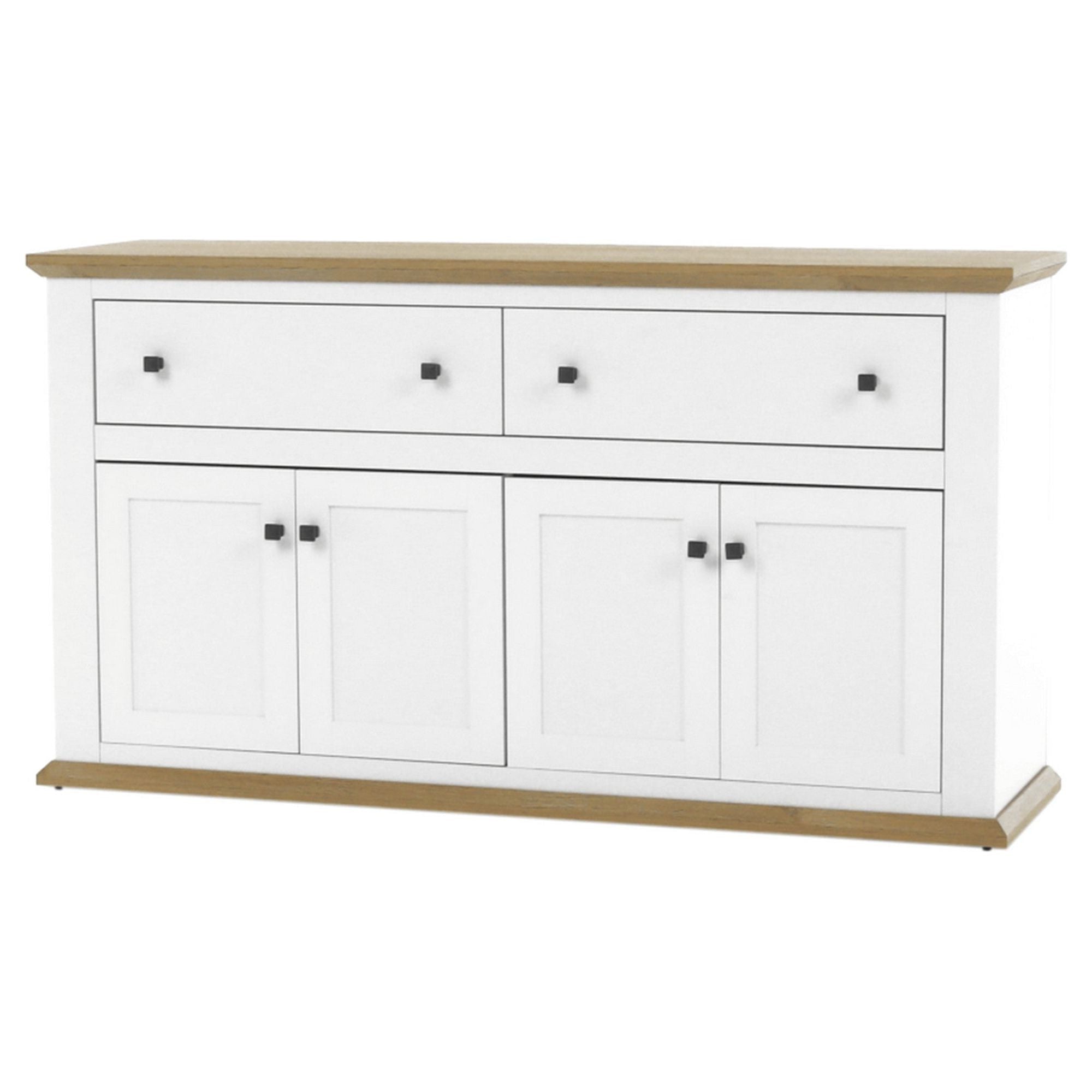 Comoda LEON MZ10, alb/stejar grand, DTD laminat, 160x45x87 cm