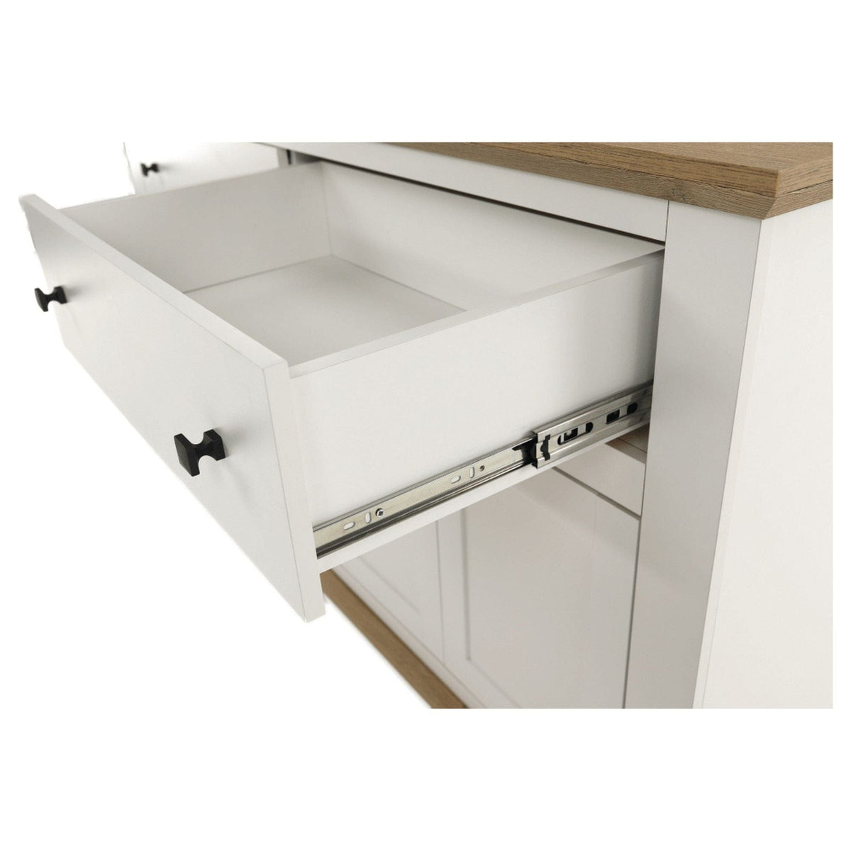 Comoda LEON MZ10, alb/stejar grand, DTD laminat, 160x45x87 cm