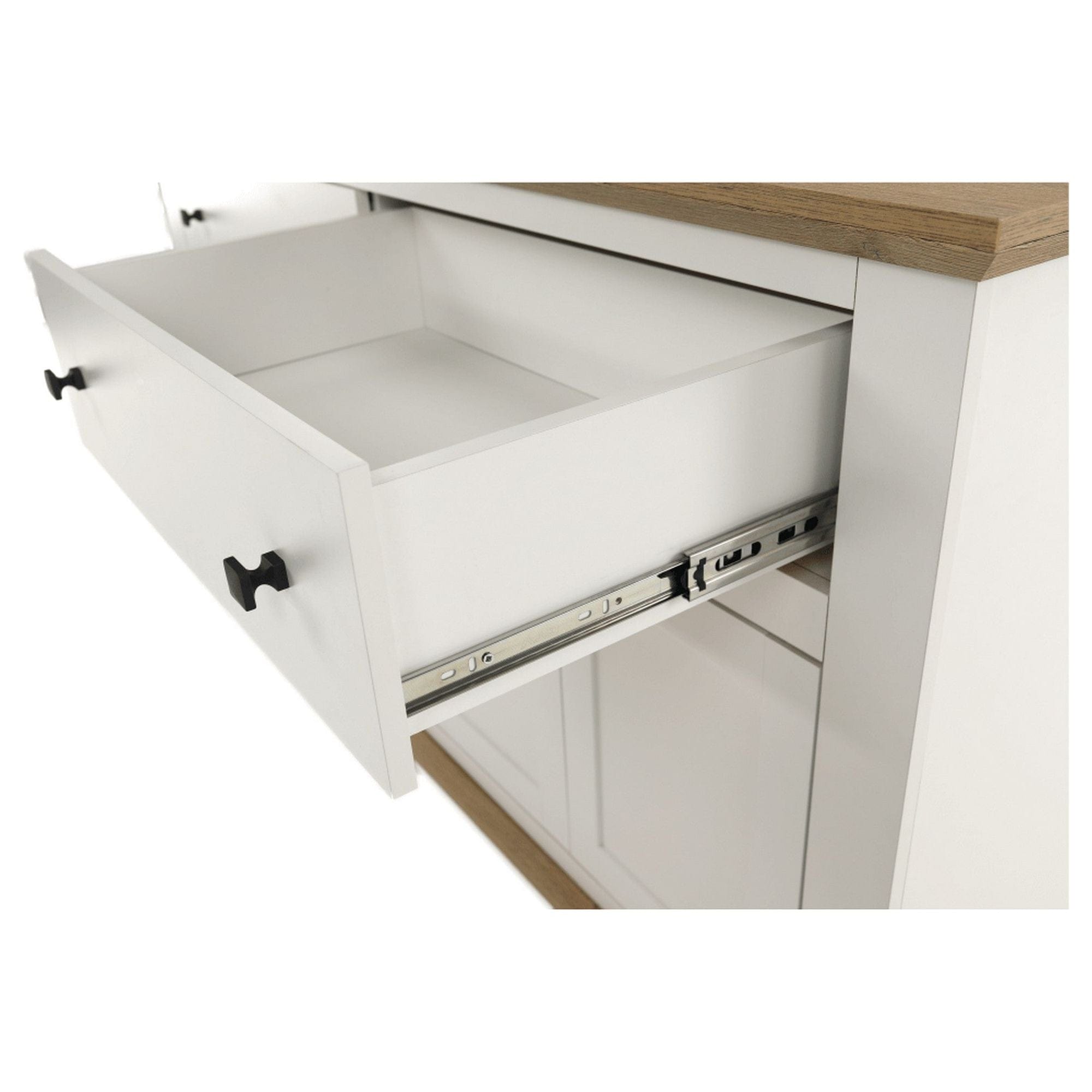 Comoda LEON MZ10, alb/stejar grand, DTD laminat, 160x45x87 cm