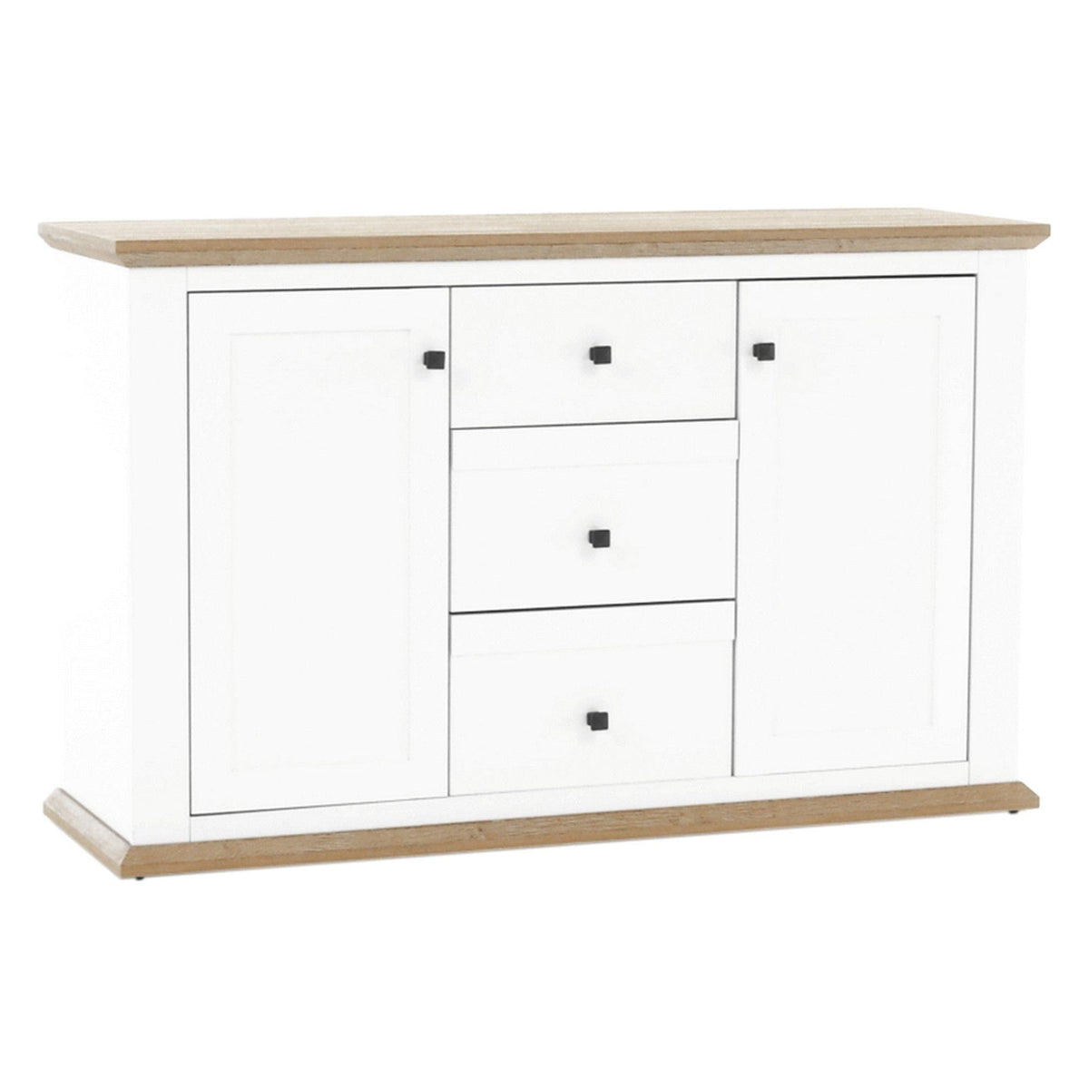 Comoda LEON MZ11, DTD laminat, alb/stejar grand, 140x45x87 cm