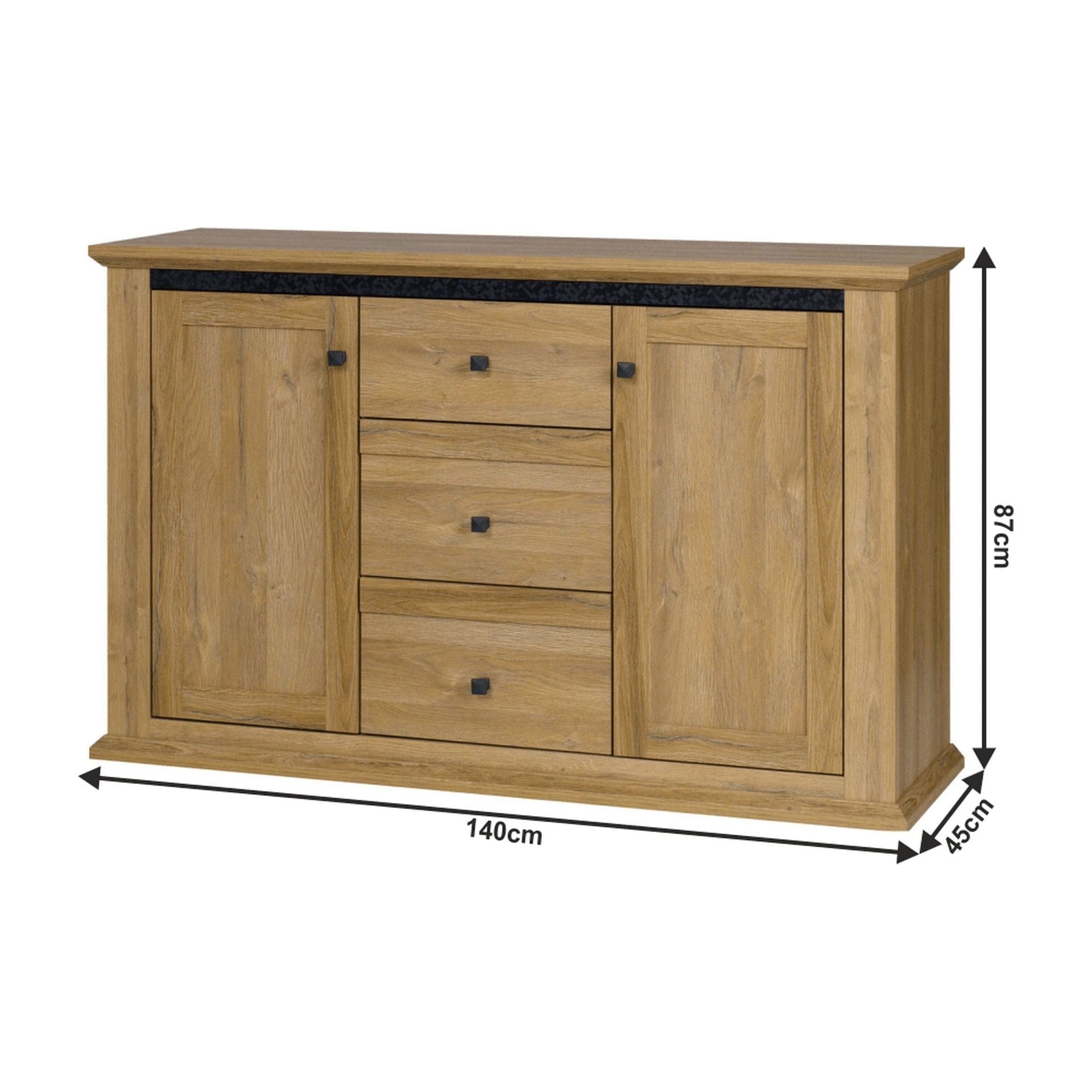 Comoda LEON MZ11, stejar grand, DTD laminat, 140x45x87 cm