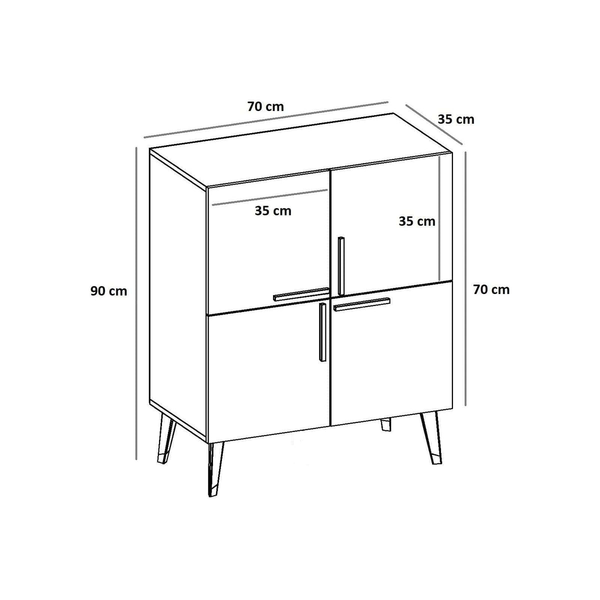 Comoda MAKRO, gri antracit/auriu, PAL melaminat, 70x35x90 cm