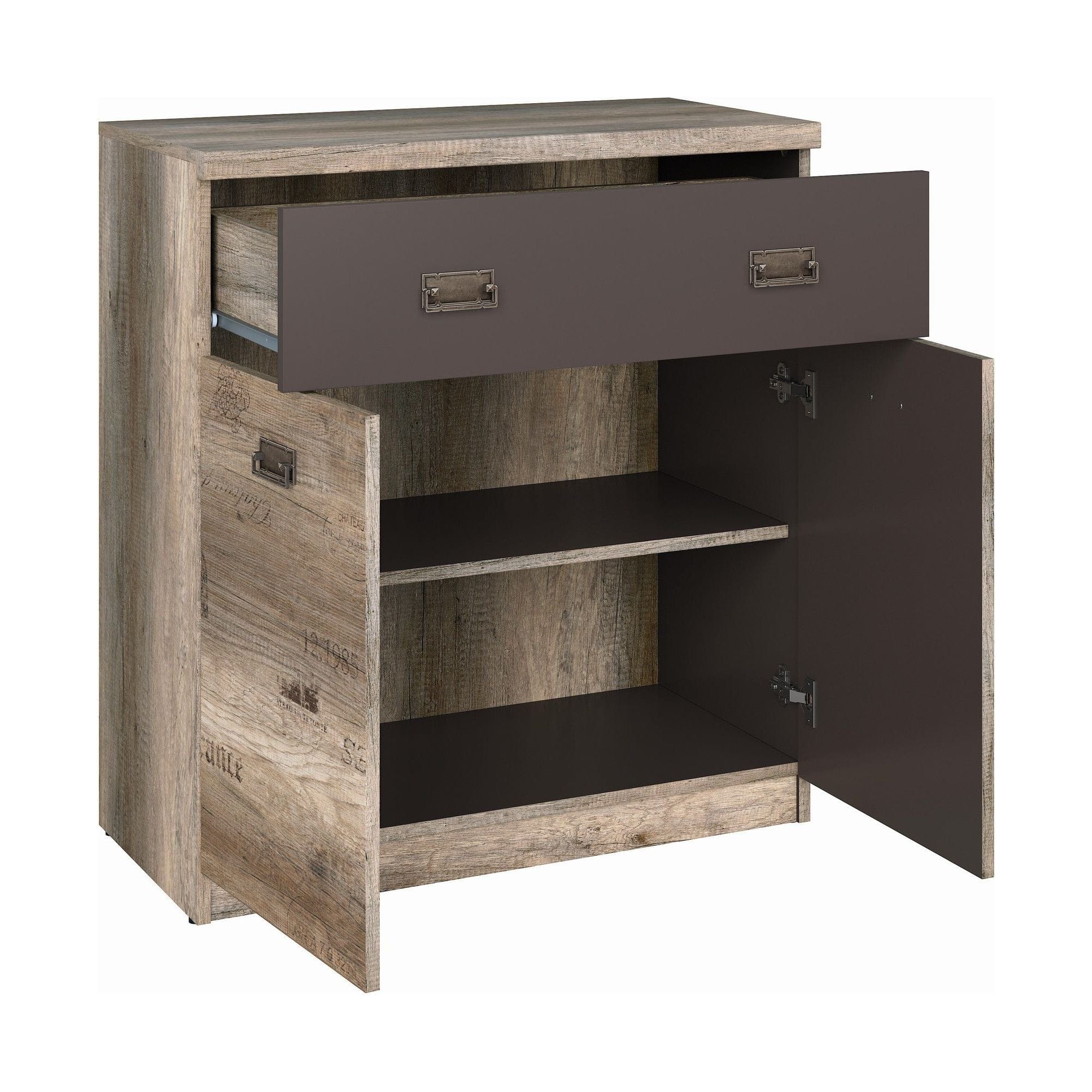 Comoda Malcolm KOM2D1S, stejar canyon/gri inchis, PAL, 80x40x88 cm