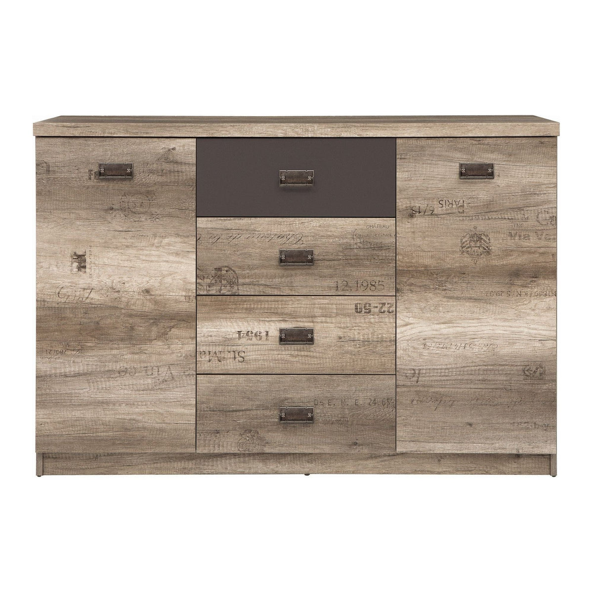 Comoda Malcolm, stejar canyon/gri inchis, PAL, 130x40x88 cm