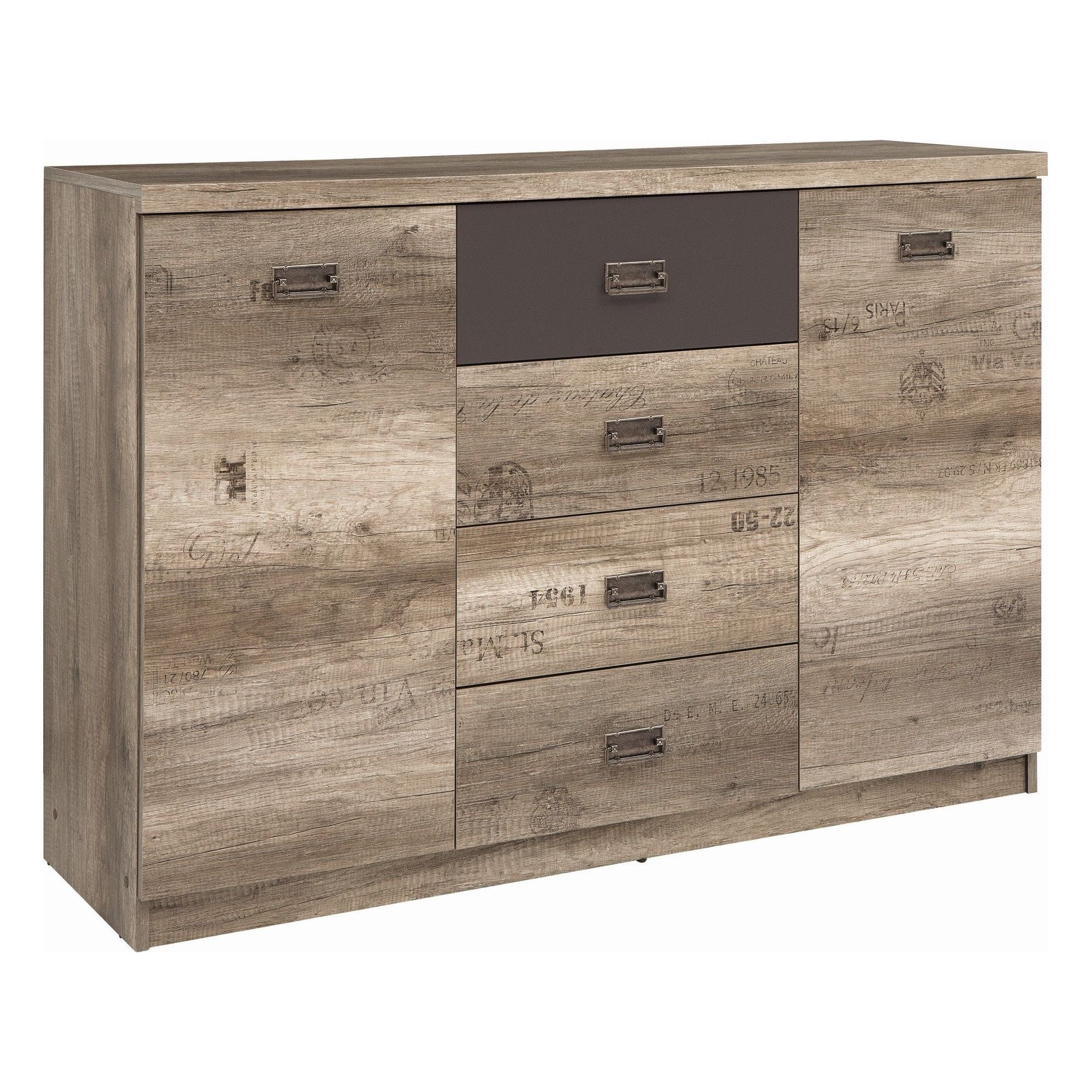 Comoda Malcolm, stejar canyon/gri inchis, PAL, 130x40x88 cm