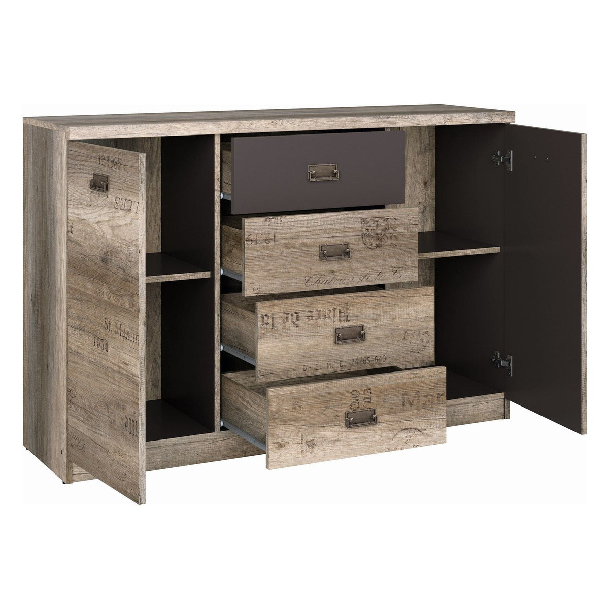 Comoda Malcolm, stejar canyon/gri inchis, PAL, 130x40x88 cm