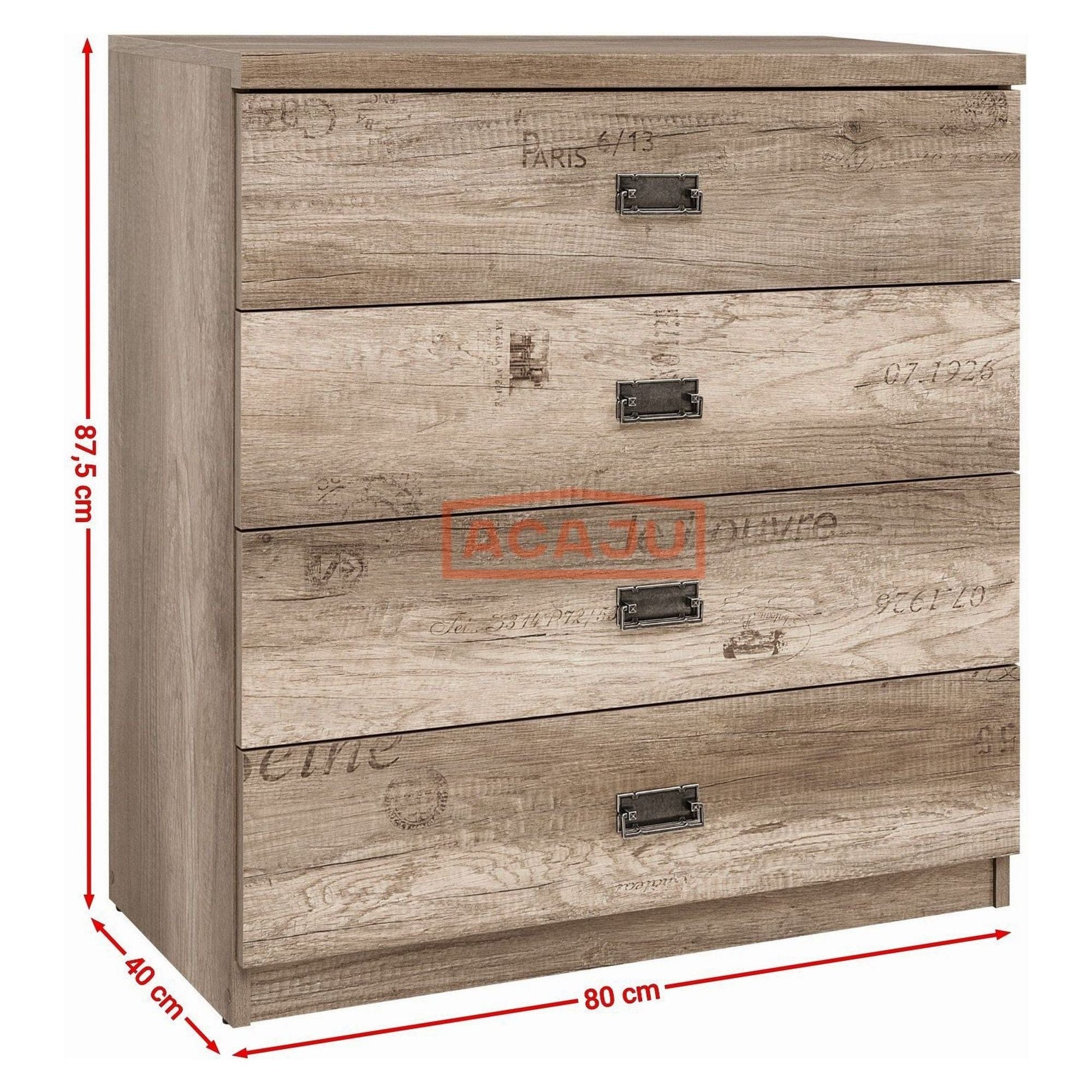 Comoda Malcolm, stejar, PAL, 80x40x88 cm