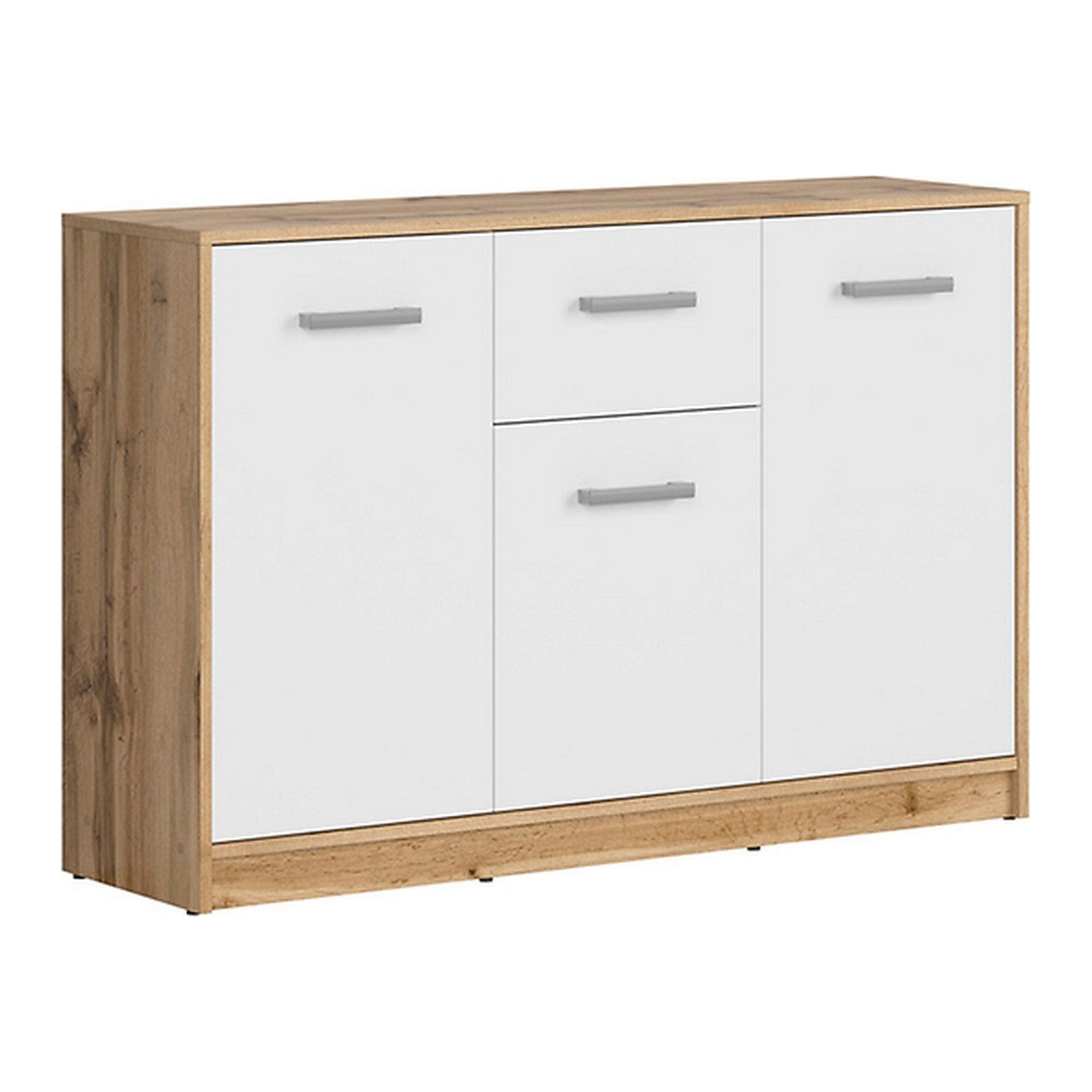 Comoda Matos, stejar wotan/alb, PAL, 119x34x79 cm