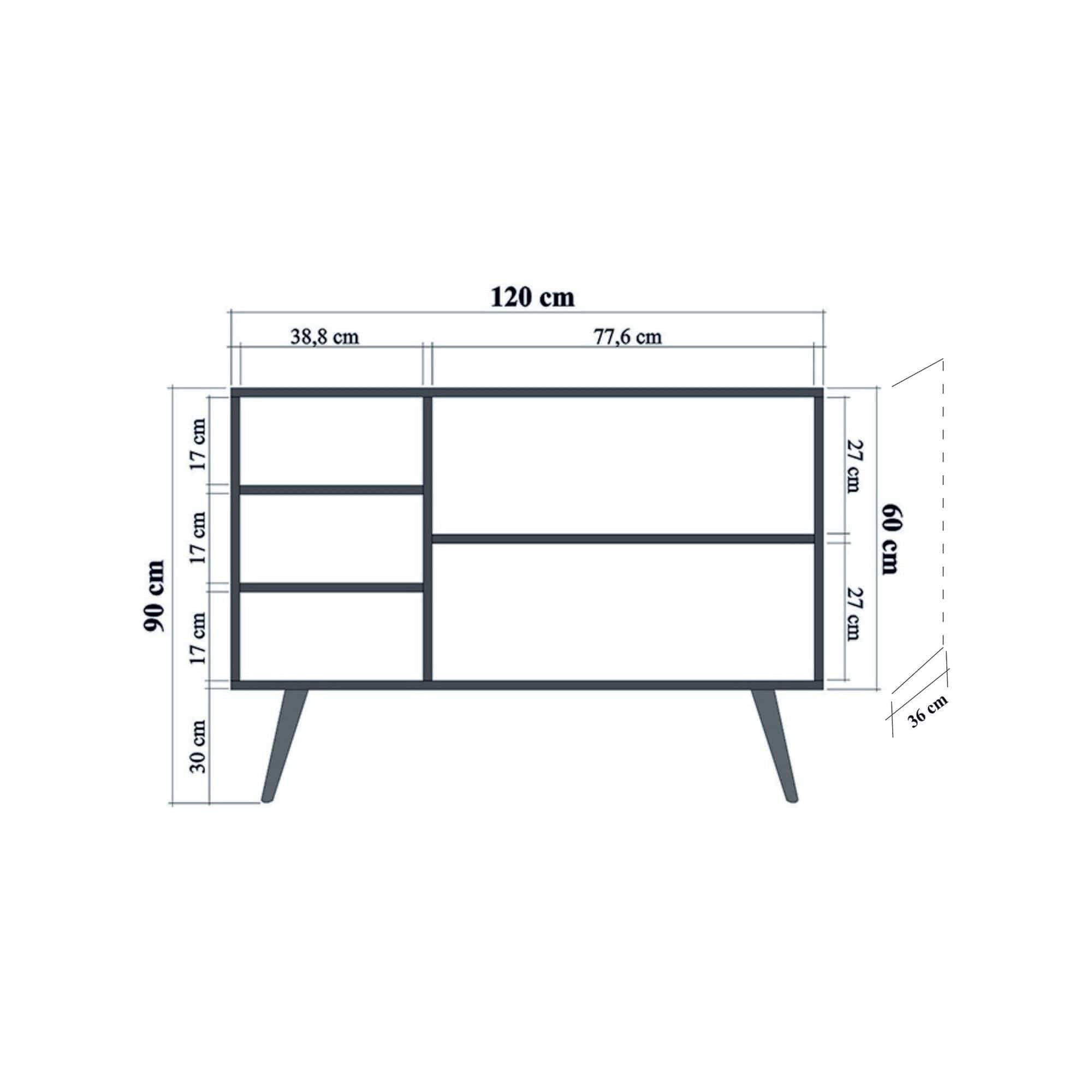 Comoda Mega-120, stejar sonoma, PAL melaminat, 120x36x90 cm