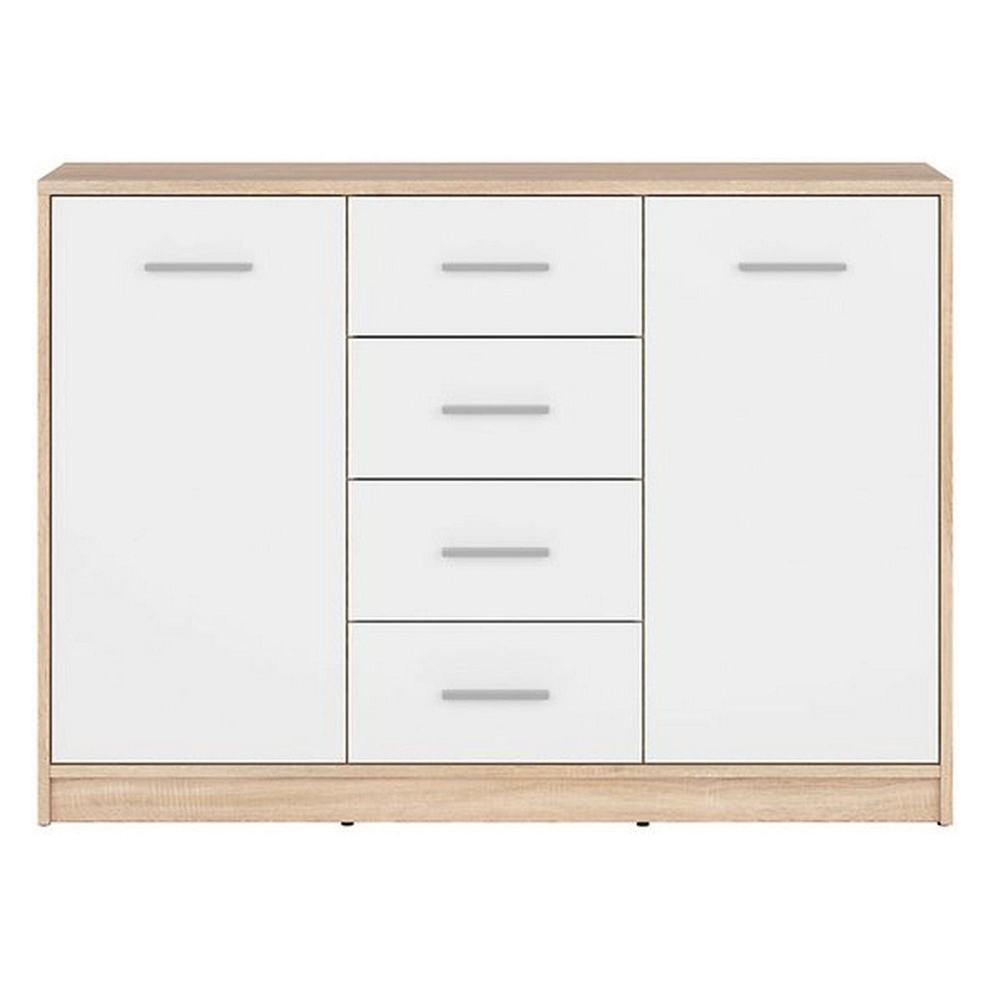 Comoda NEPO PLUS, alb/stejar sonoma, PAL laminat, 119x34x84 cm
