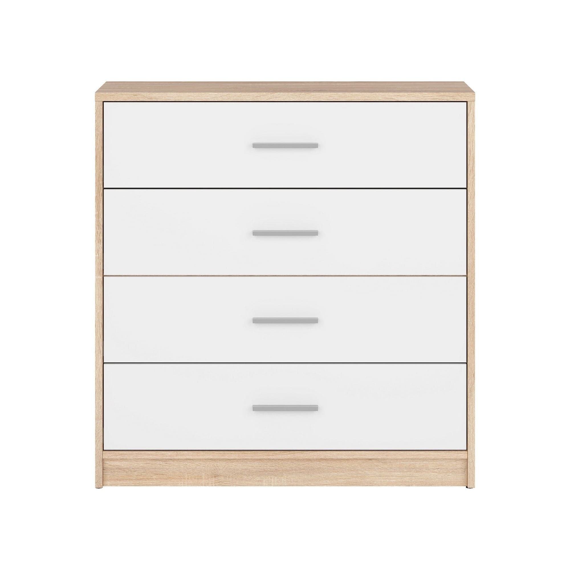 Comoda NEPO PLUS, alb/stejar sonoma, PAL laminat, 80x34x84 cm