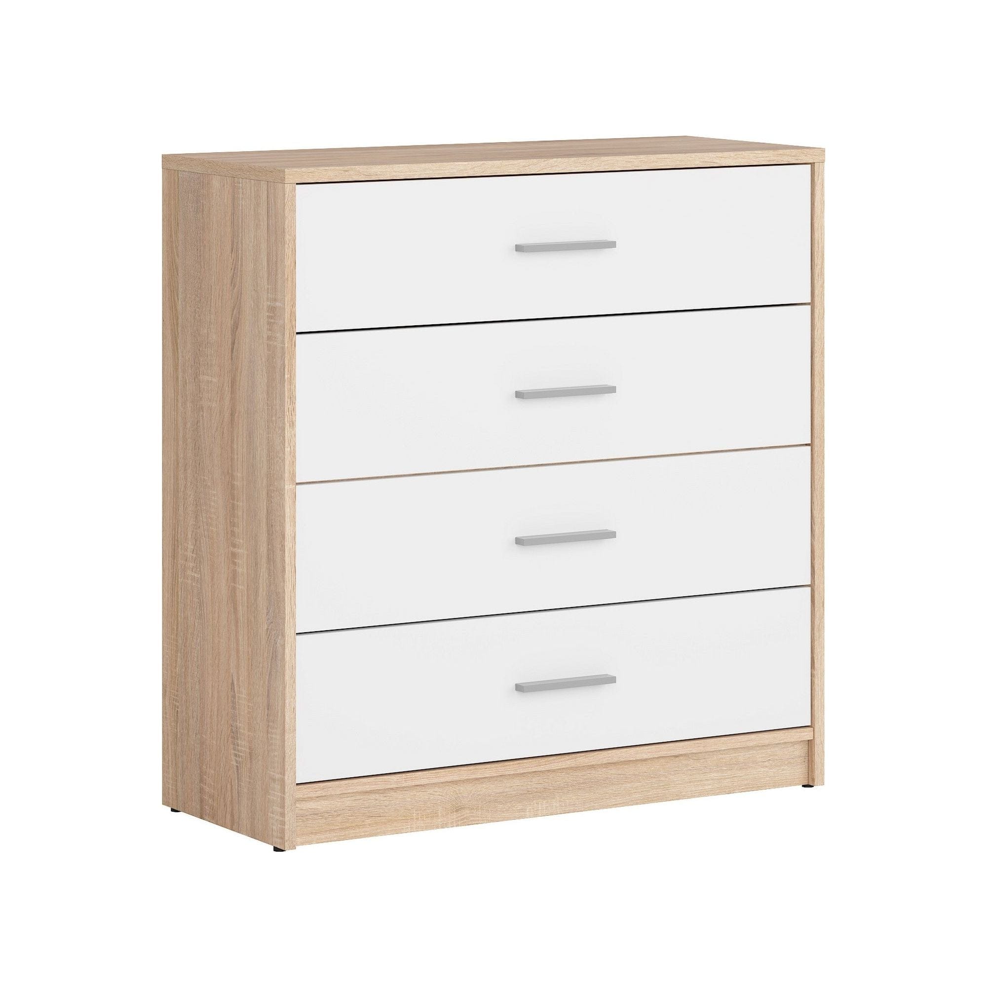 Comoda NEPO PLUS, alb/stejar sonoma, PAL laminat, 80x34x84 cm