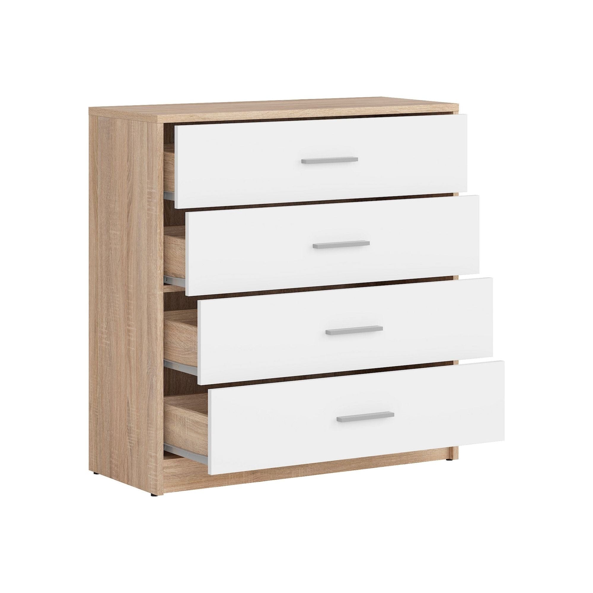 Comoda NEPO PLUS, alb/stejar sonoma, PAL laminat, 80x34x84 cm