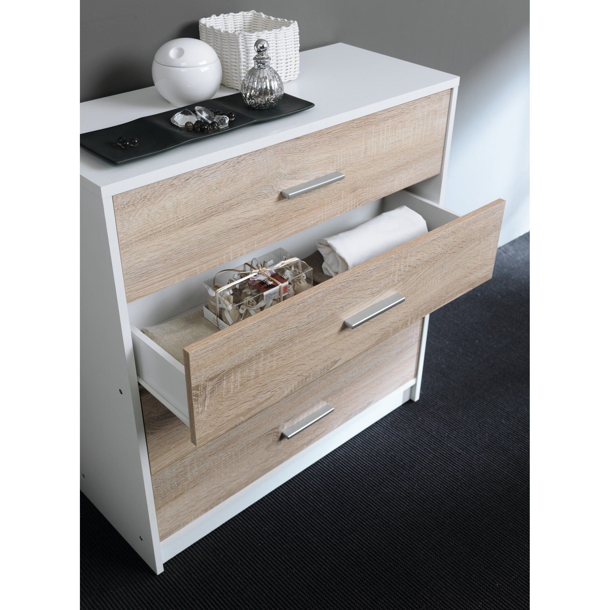 Comoda NEPO PLUS, stejar sonoma/alb, PAL, 80x34x84 cm