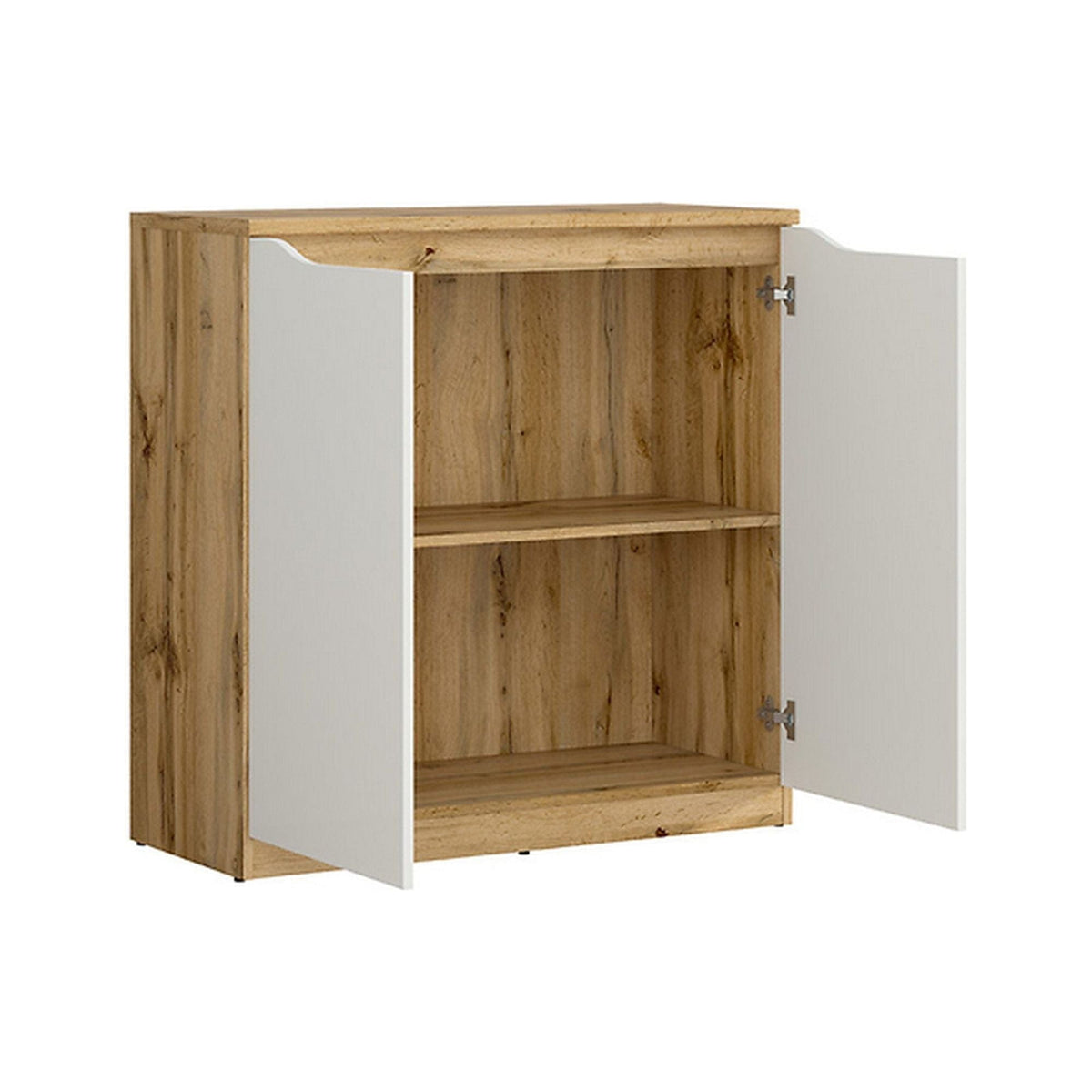 Comoda NUIS, alb lucios/stejar, 90x40x92 cm