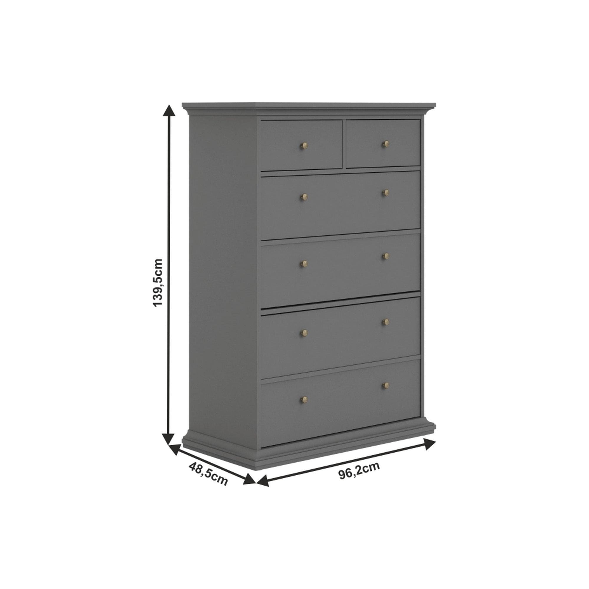 Comoda PARIS, gri, PAL laminat/metal, 96x49x140 cm