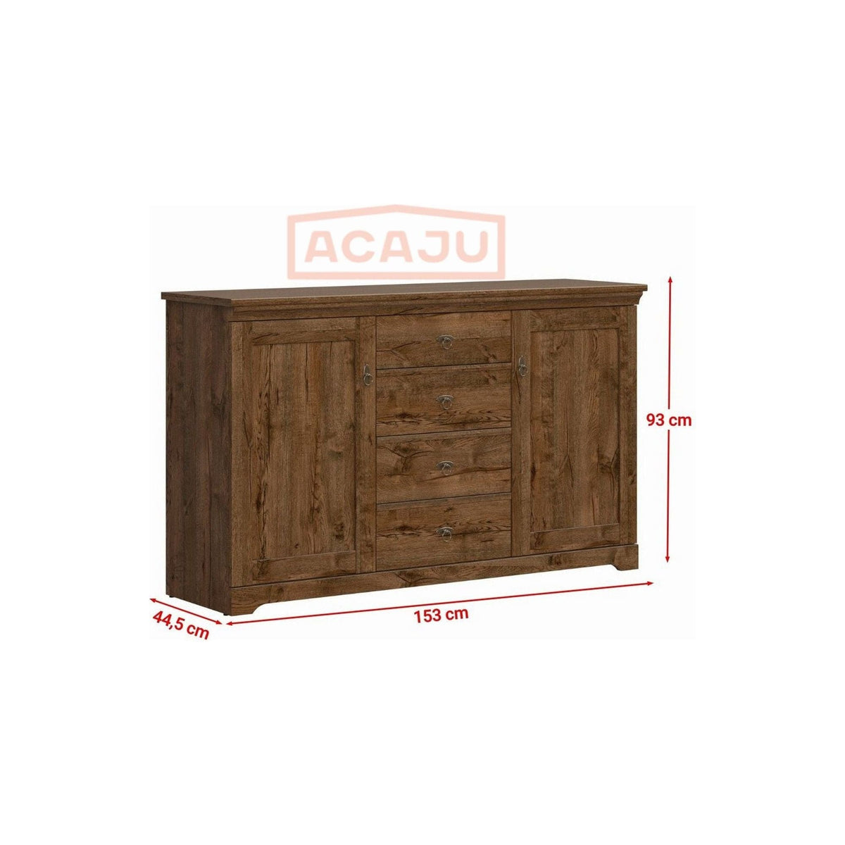 Comoda PATRAS KOM2D4S, nuc inchis, PAL, 153x45x93 cm