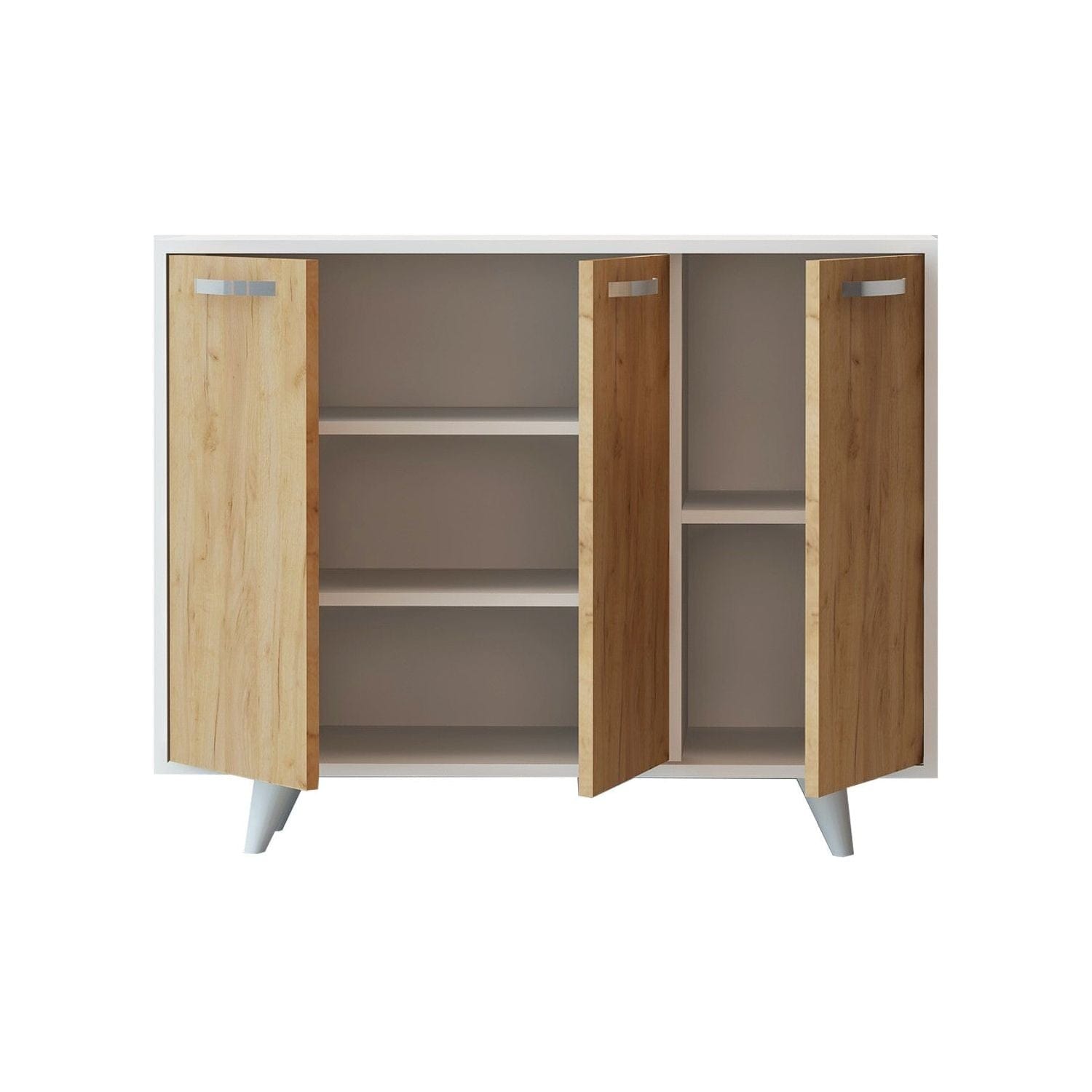 Comoda Piffa, stejar/alb, PAL melaminat, 100x35x82 cm