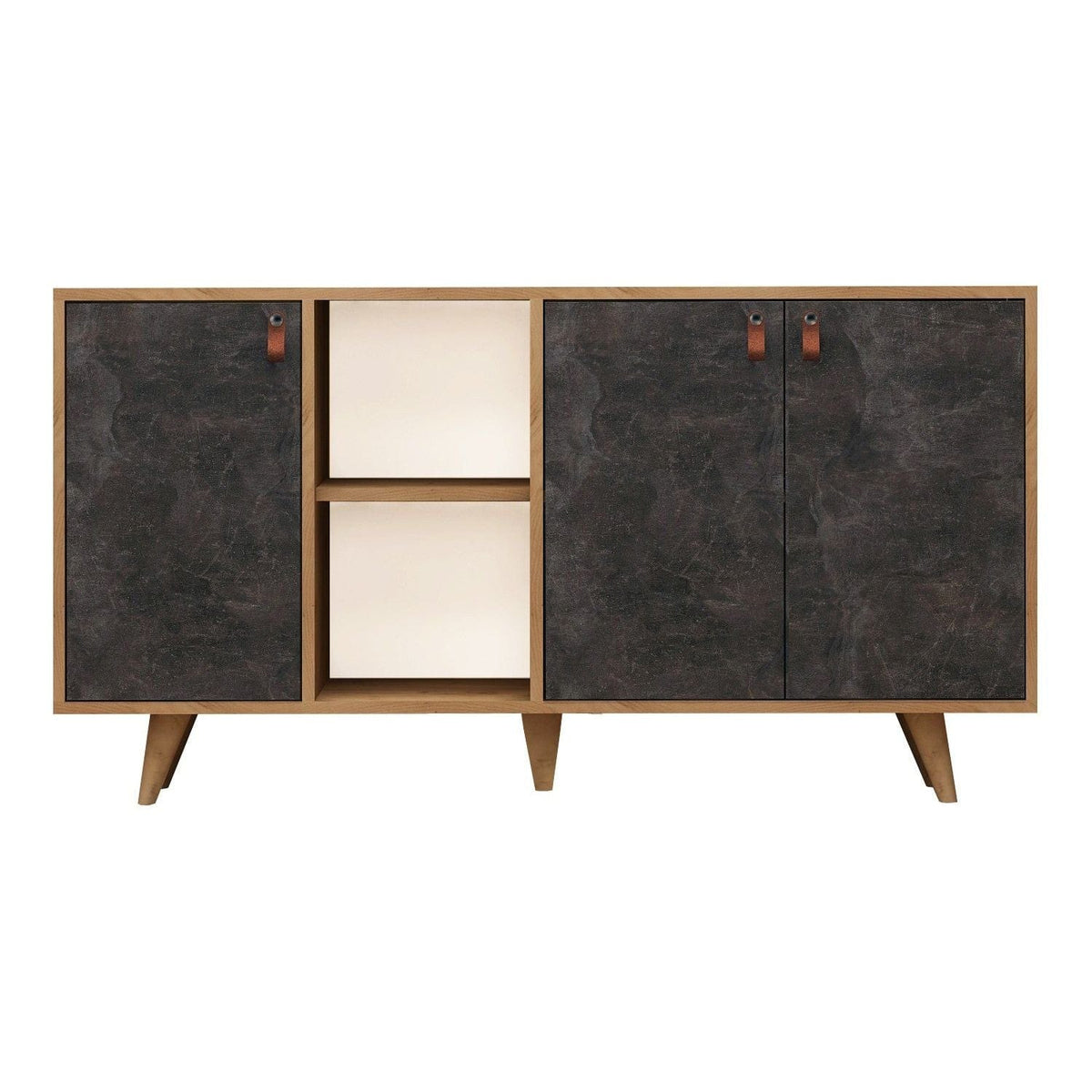 Comoda Planky,stejar/gri antracit, PAL melaminat, 140x40x86 cm