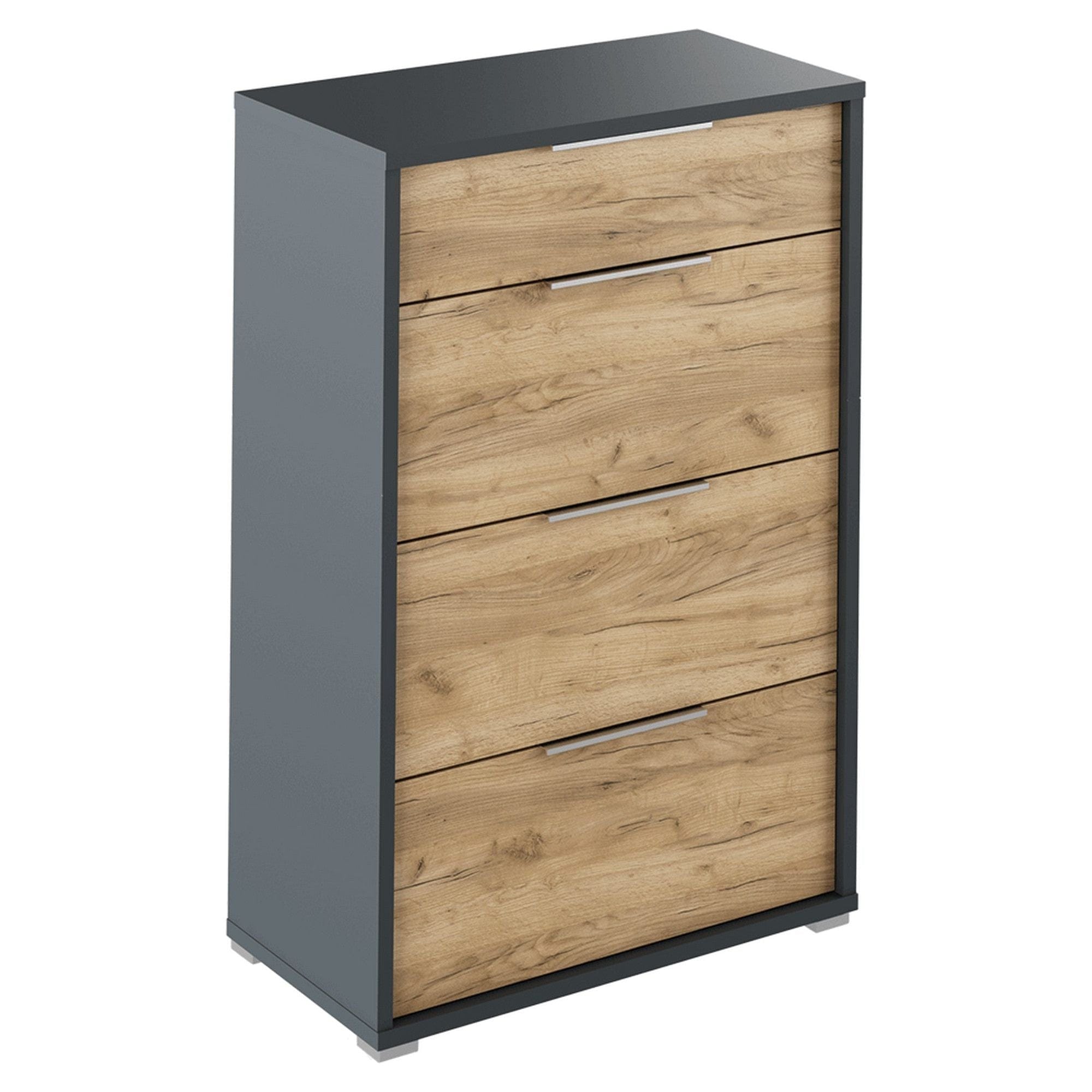 Comoda RIOMA NEW TYP 22, gri grafit/stejar artisan, PAL laminat, 75x38x112 cm