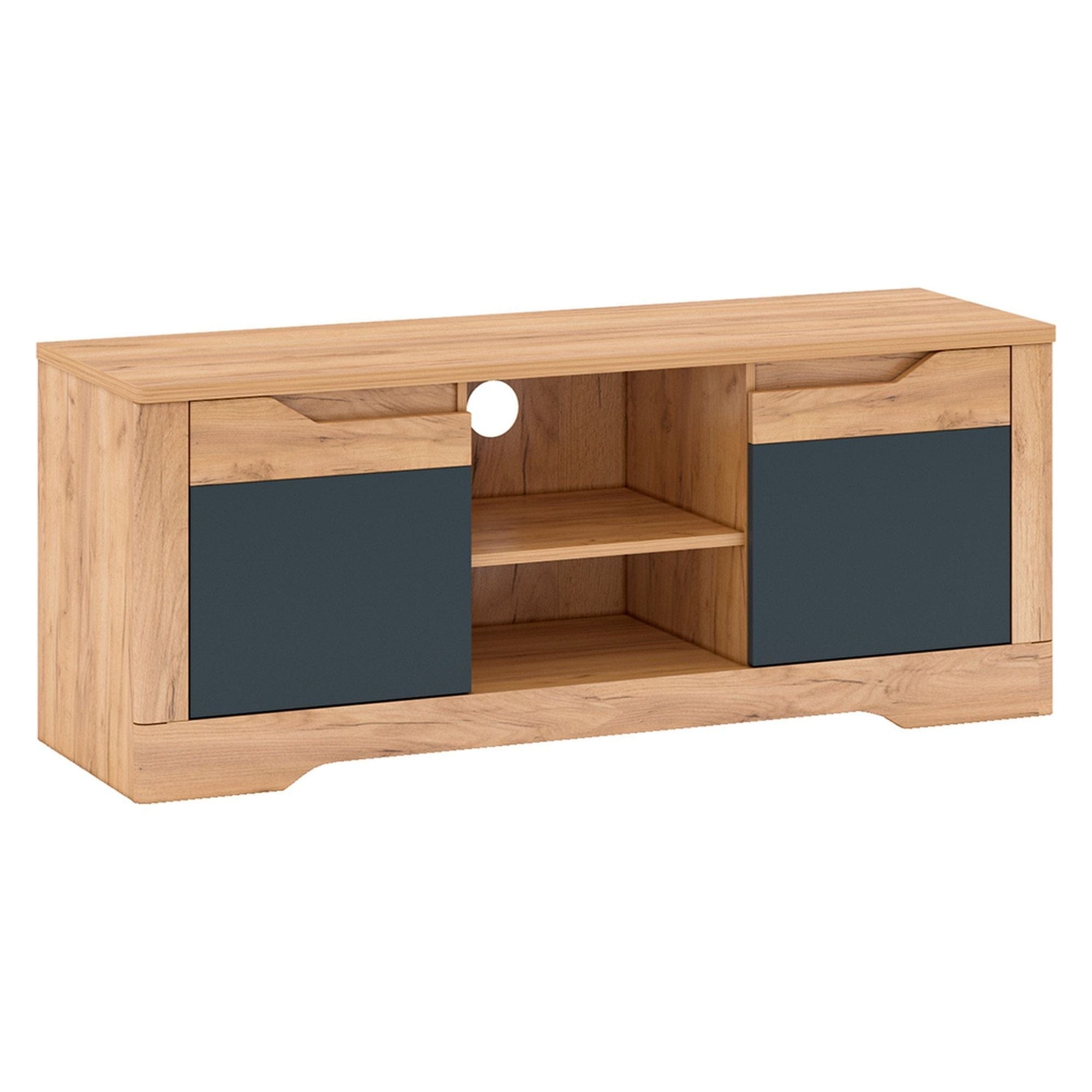 Comoda RTV B FIDEL, stejar artisan/gri grafit, 135x42x55 cm