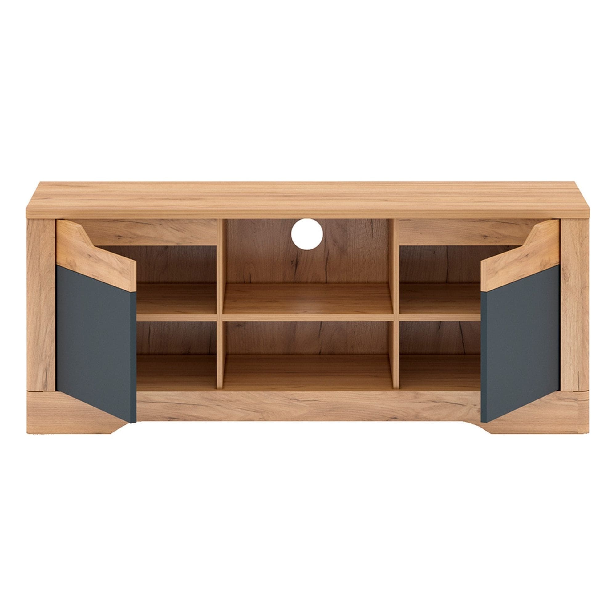 Comoda RTV B FIDEL, stejar artisan/gri grafit, 135x42x55 cm